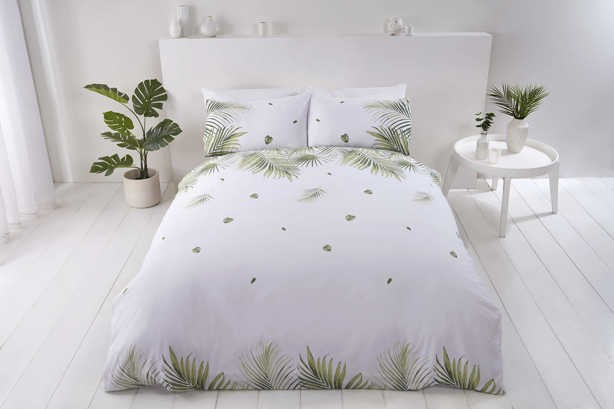 Rapport Home Furnishings Tropics Palm Tree Leaves Reversible Duvet Cover Set Bedding Set (Single, Green) - Image 3