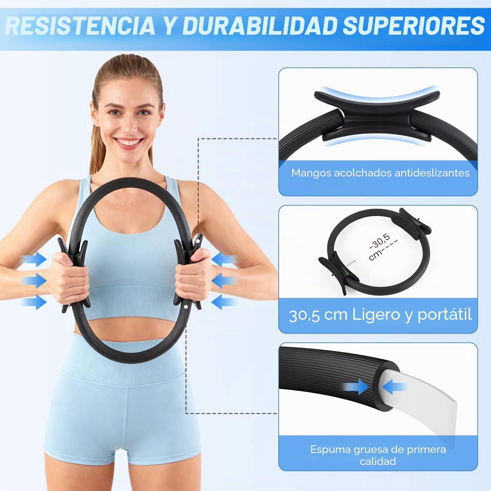 GINMIC Kit Pilates en Casa, 13 Piezas Pilates Kit con Aros Pilates, Pelota, Banda Fitness, Bandas Elásticas y Accesorios de Entrenamiento, Es el Regalo Ideal para Principiantes y Mujeres