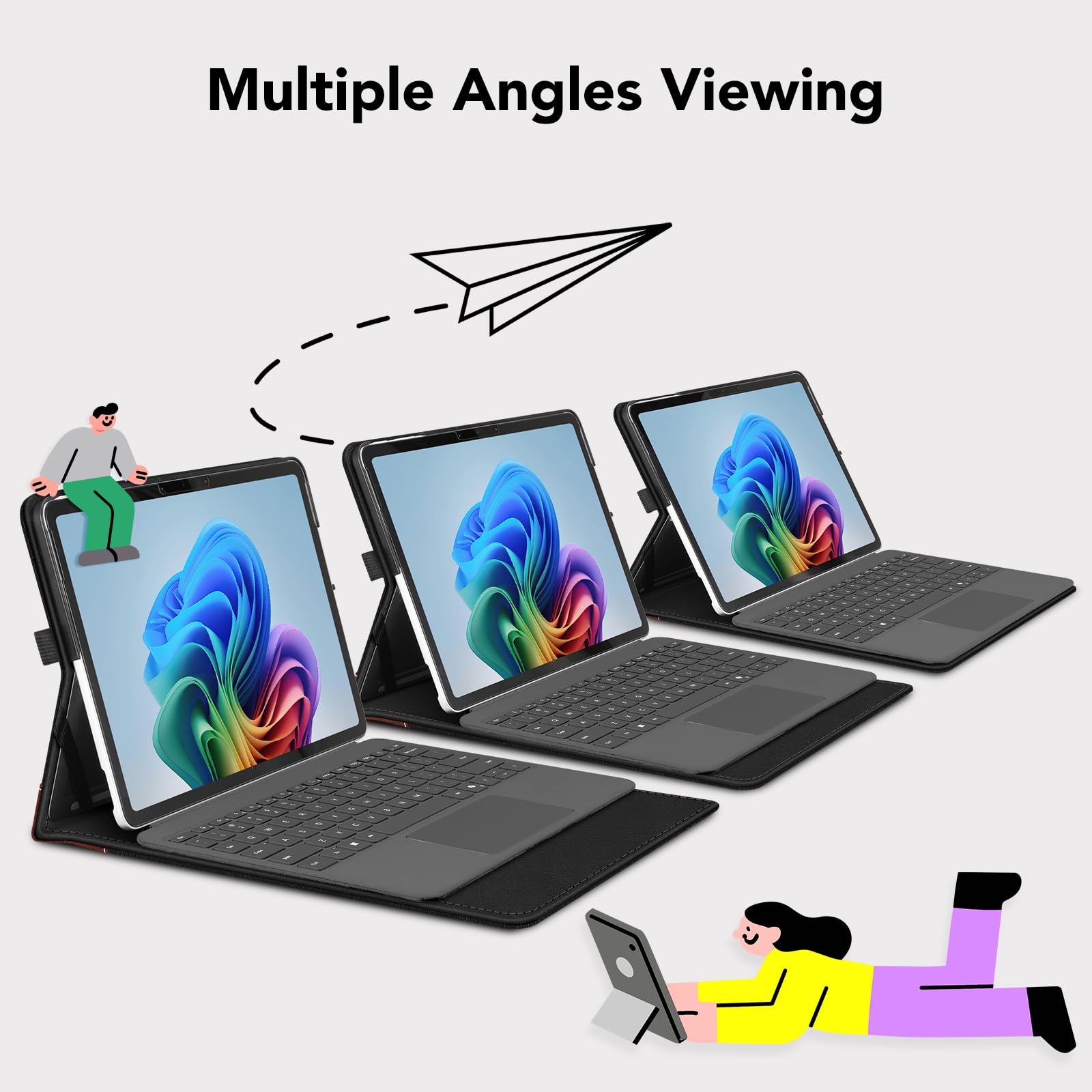 Fintie Funda para Microsoft Surface Pro de 12 Pulgadas, 1ª edición (2025), Cartera de visión de múltiples ángulos, Funda de Negocios con Bolsillo y Soporte para lápiz Capacitivo, Compatible con