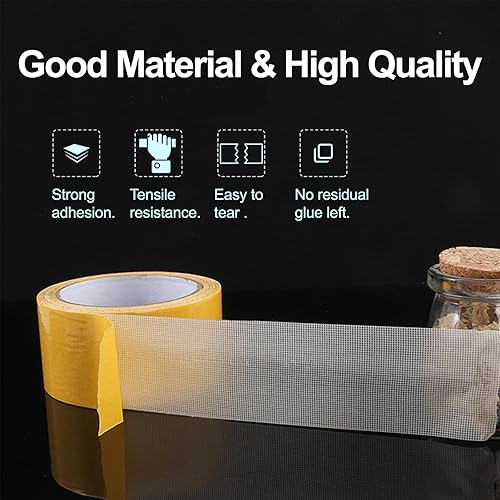 Miniatura 5 de Gokano Cinta de doble cara resistente, 1 x 66 pies (65.6 ft) de alta adherencia, cinta fuerte de 2 caras para alfombras, cinta de tela duradera para