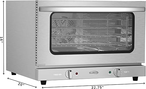 Miniatura 3 de KoolMore Horno de convección comercial de 23 pulgadas para sartenes de tamaño medio con 4 estantes de 1600 W de potencia en acero inoxidable,
