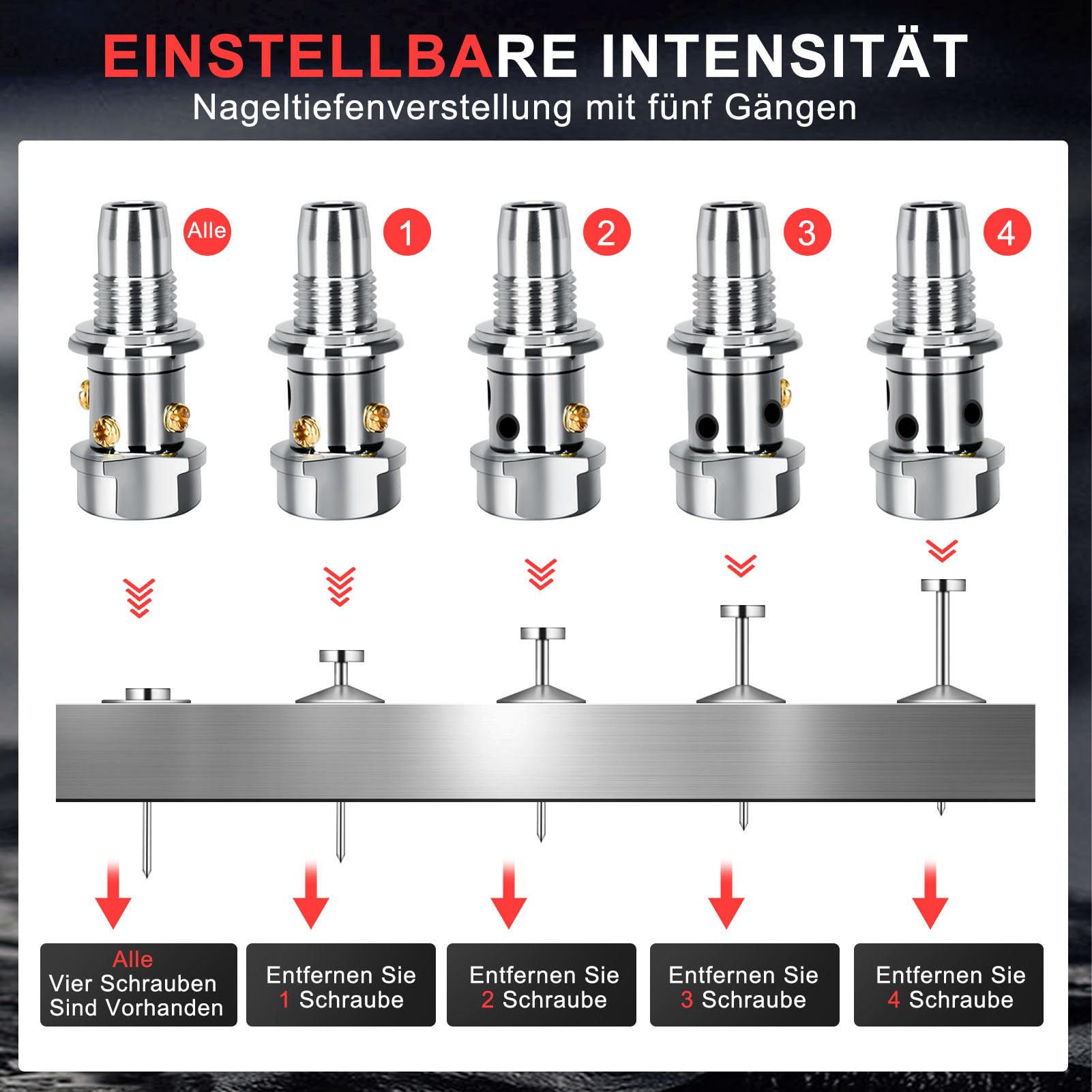 Manuelle Nagelpistole, 5 Gänge Nagelpistole Nail Gun mit 100 Runden Nägeln+100 Röhrenklammern, Beton-Nagelpistole für Stahl & Beton, Tragbare Nail Gun für Decken-/Draht-Hider mit Handschuhen