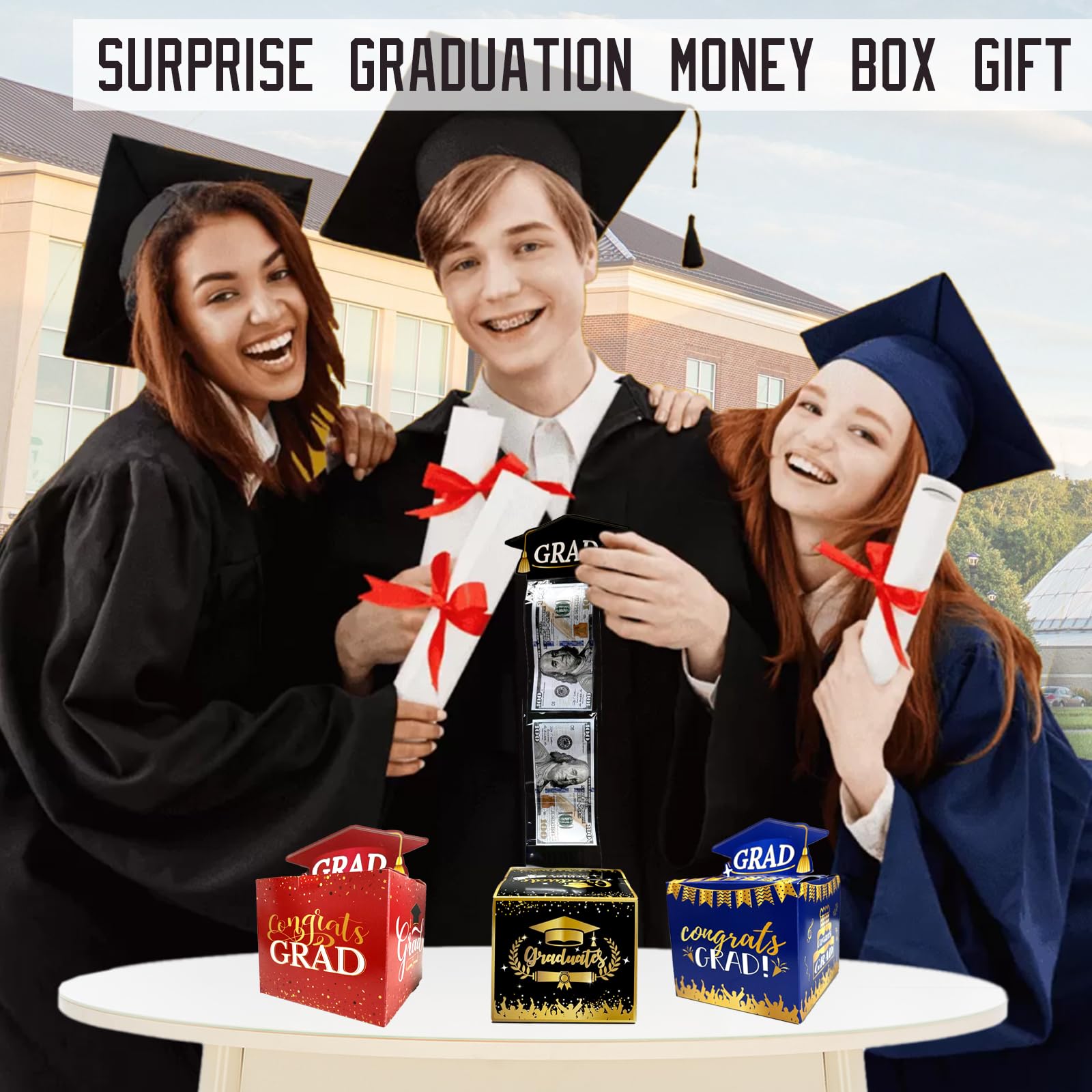 Money Holder Boxes 2025 Graduation Money Box Gift - Surprise Cash Pull ...