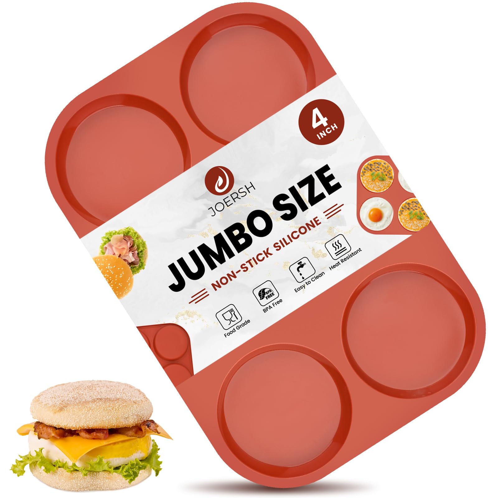 Amazon.com: JOERSH Silicone Egg Mold for Breakfast Sandwiches 4