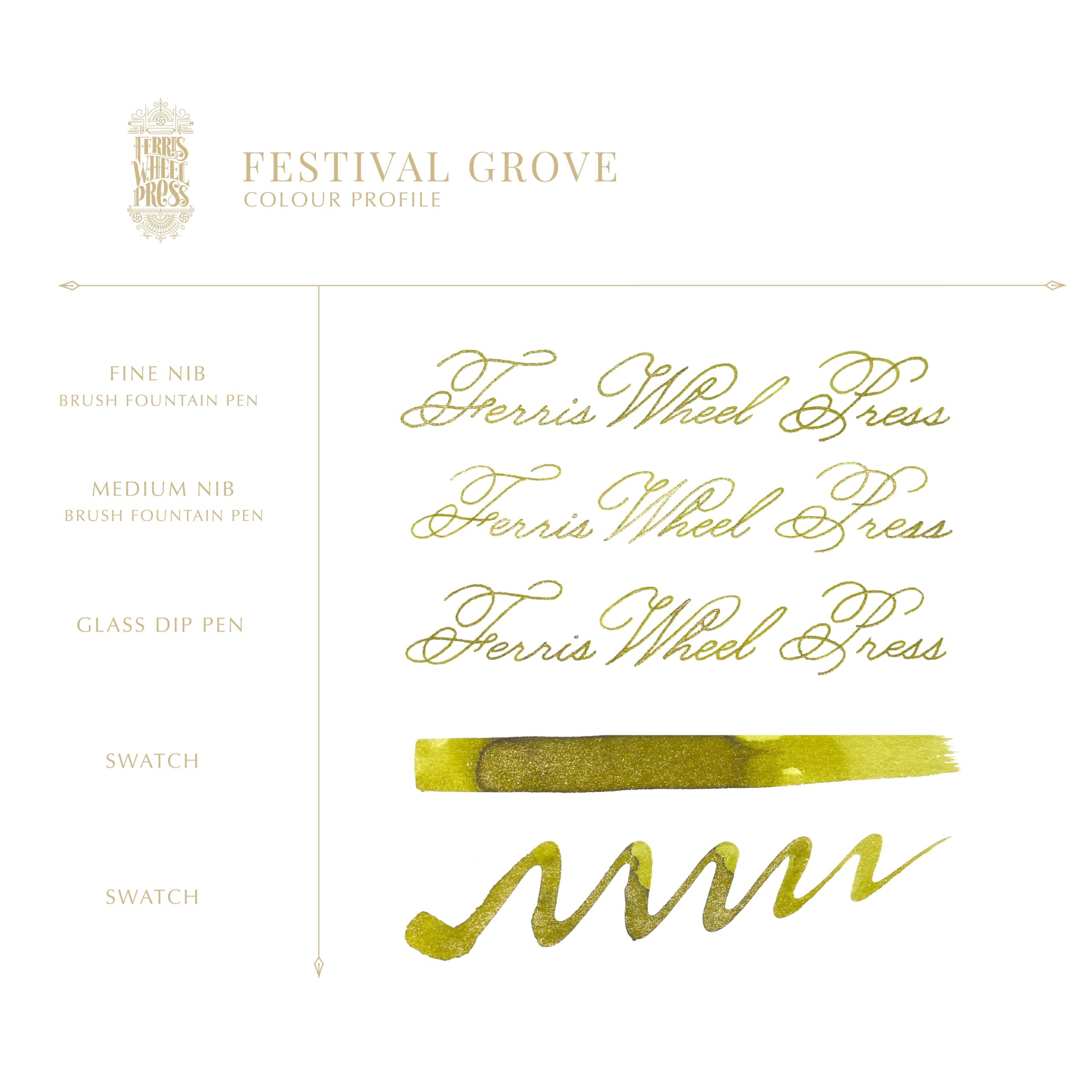 Ferris Wheel Press, Fountain Pen Ink, Everyday Ink Collection, Deep Lime with Gold Shimmer, 38ml, 38 ml - Image 3