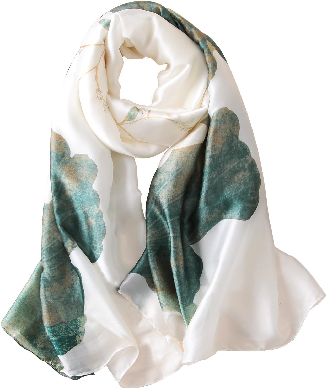 NUWEERIR Womens 100% Large Mulberry Silk Scarf Long Satin Scarf Fashion Designer Scarf Lightweight Wraps