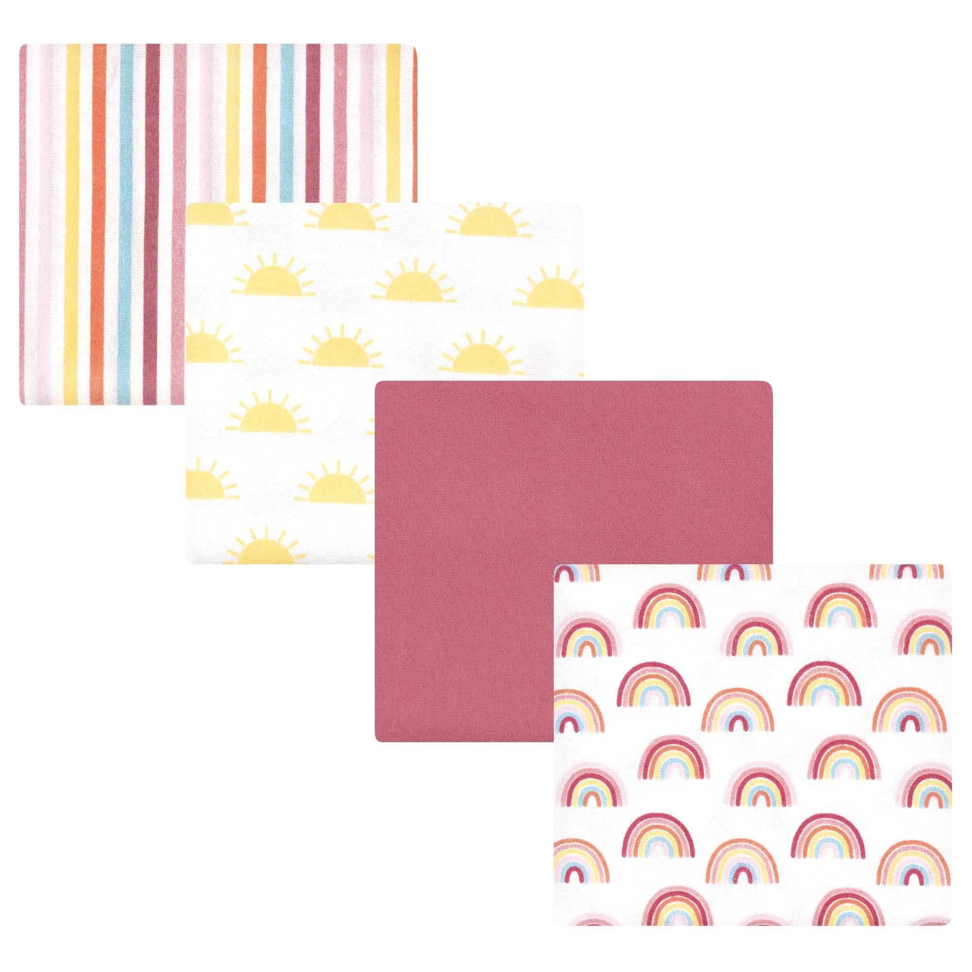 Hudson Baby Unisex Baby Cotton Poly Flannel Receiving Blankets, Sunshine and Rainbows, One Size