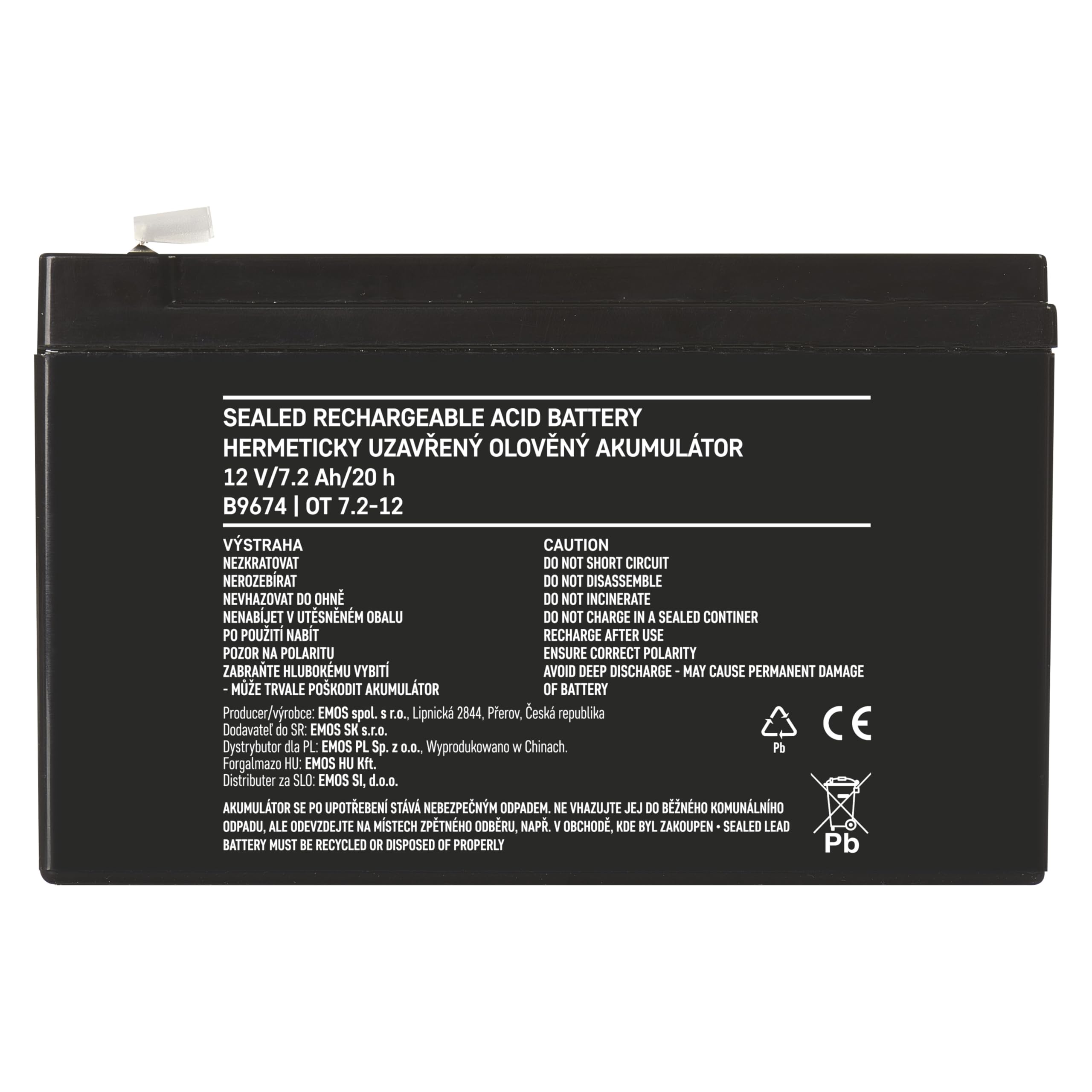 EMOS - Batterie Au Plomb Sans Entretien - 12V 15Ah - Batterie