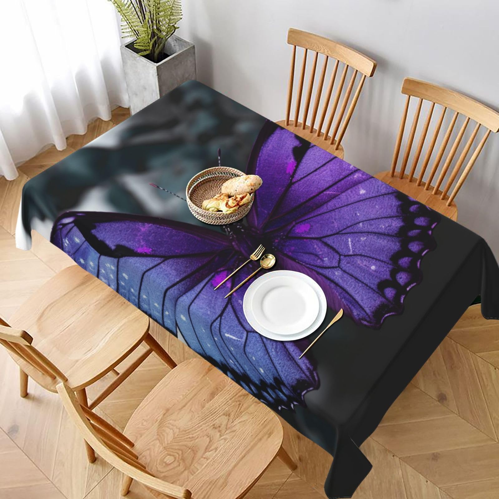 WPKJU Butterfly Art Printed Tablecloth 60x90 in Water Resistant Table Cover Washable Rectangle Table Cloth for Dining Tables