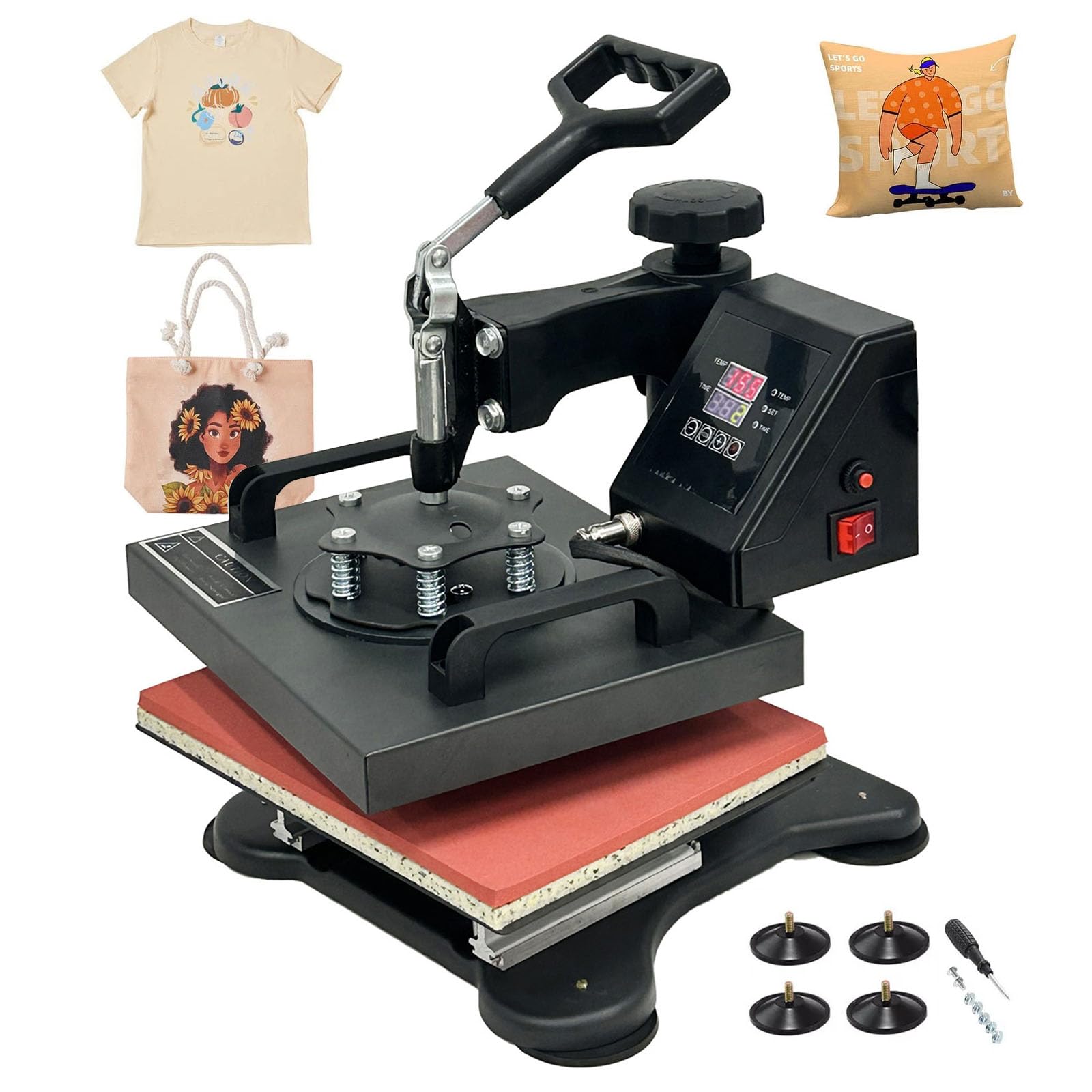 Heat Press 25x30 cm Pivotante pour réussir vos impressions sur t-shirts sans risque de brûlure
