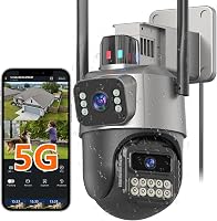 GUOANVISION S300 6MP 5G Dual Lens PTZ Outdoor Security Camera - Color Night Vision, Motion Tracking, 24/7 SD Recording, IP66 Waterproof