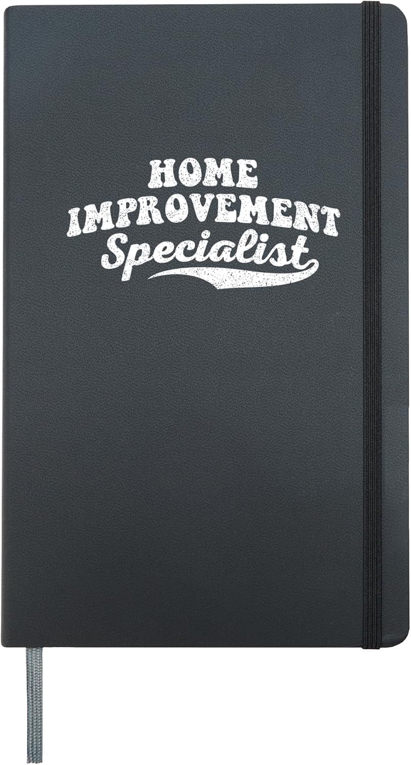 Home Improvement Specialist Funny DIY Dad Graphic Hardcover Journal, Black