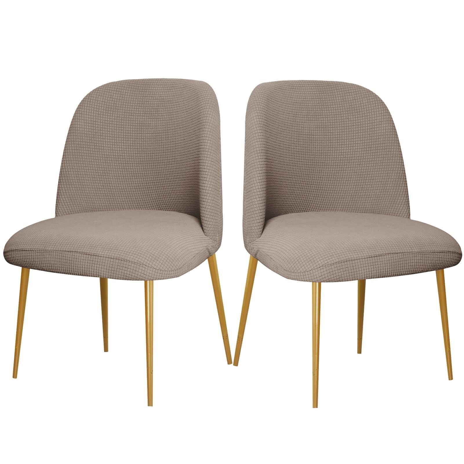 NMVAWIPT Curved Back Dining Chair Covers, Semi Circle Protectors, Polyester Jacquard Fabric, Machine Washable(Brownness,2Pcs)