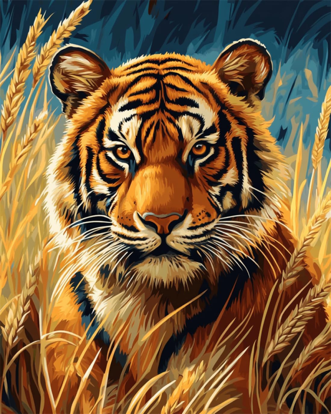 N.lanshan C Diy Latch Hook Rug Kits Artoon Tiger Animal And Wheat Field Diy Rochet Kits Embroidery Set Latch Hook Rug Kit For Beginners Needlework Rafts For Home Decor 100X140cm
