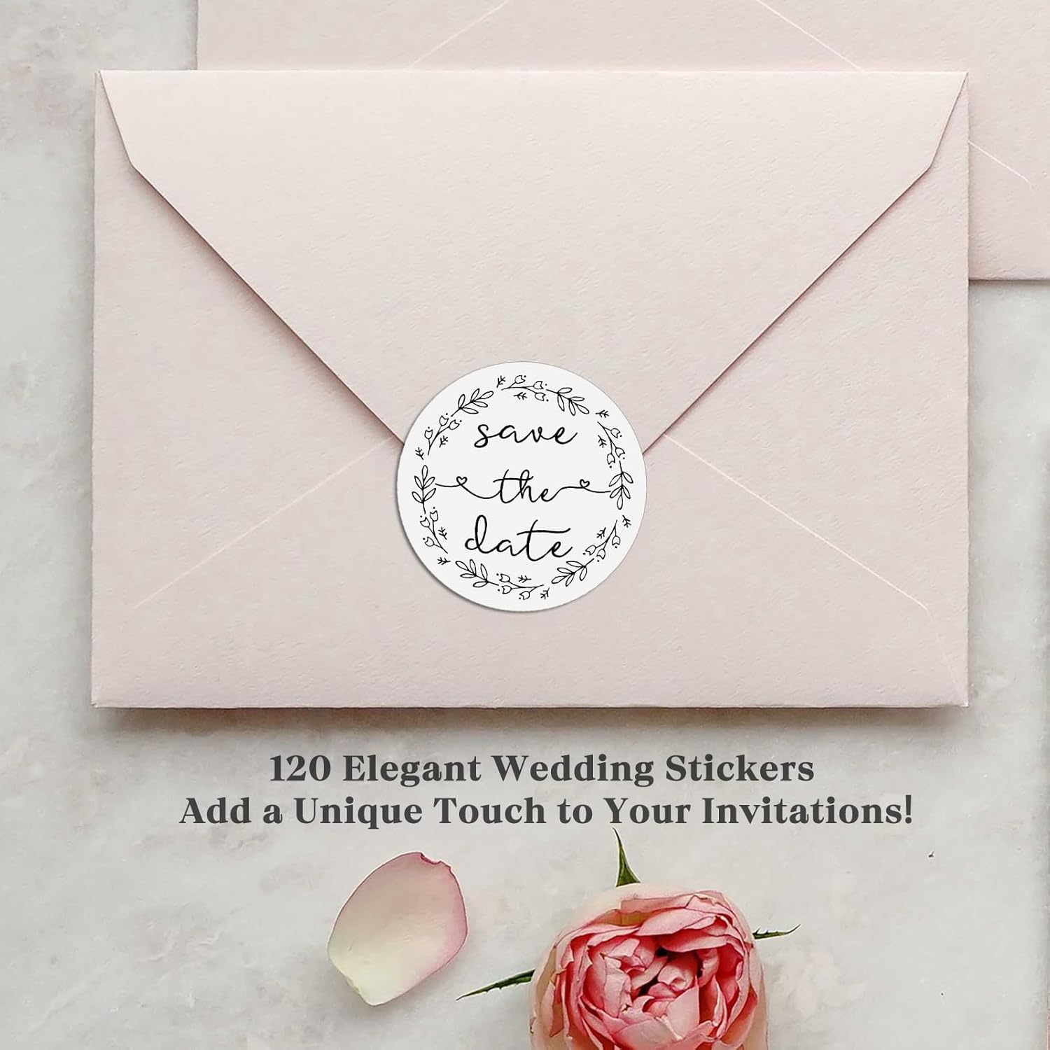 120 Pack Save The Date Wedding Stickers, 1.6 Inch Round Invitation Envelope Seals, Elegant Wedding Labels for Save the Date Cards, Invitations, Bridal Showers & Event Planning - Image 5
