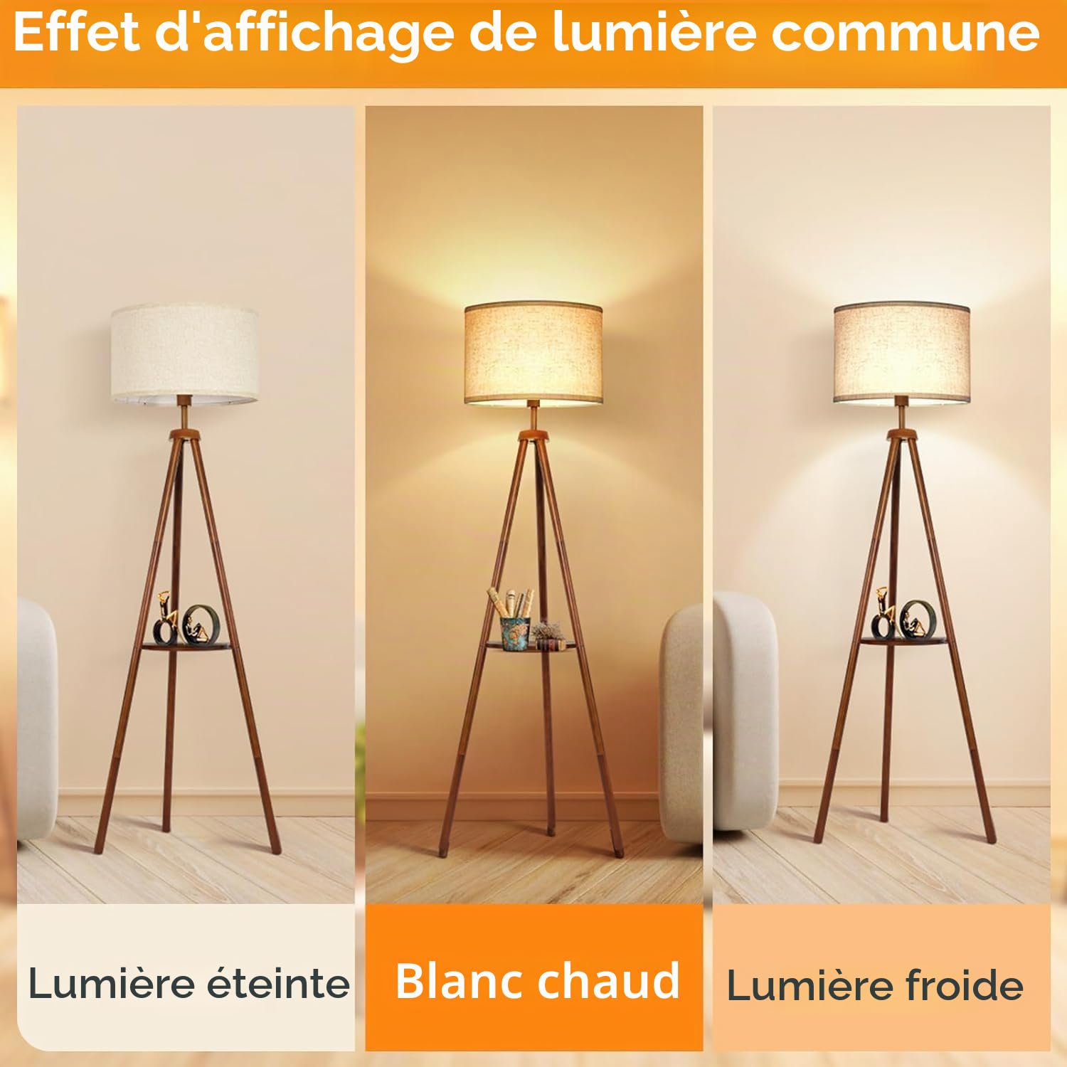 OUTON Beige Grand Abat-jour pour Lampadaires, 40,6cm x 40,6cm x 22,9cm, Facile à Monter, Abat-jour de Remplacement en Forme de Tambour en Lin pour Lampes de Table et Lampes de Chevet