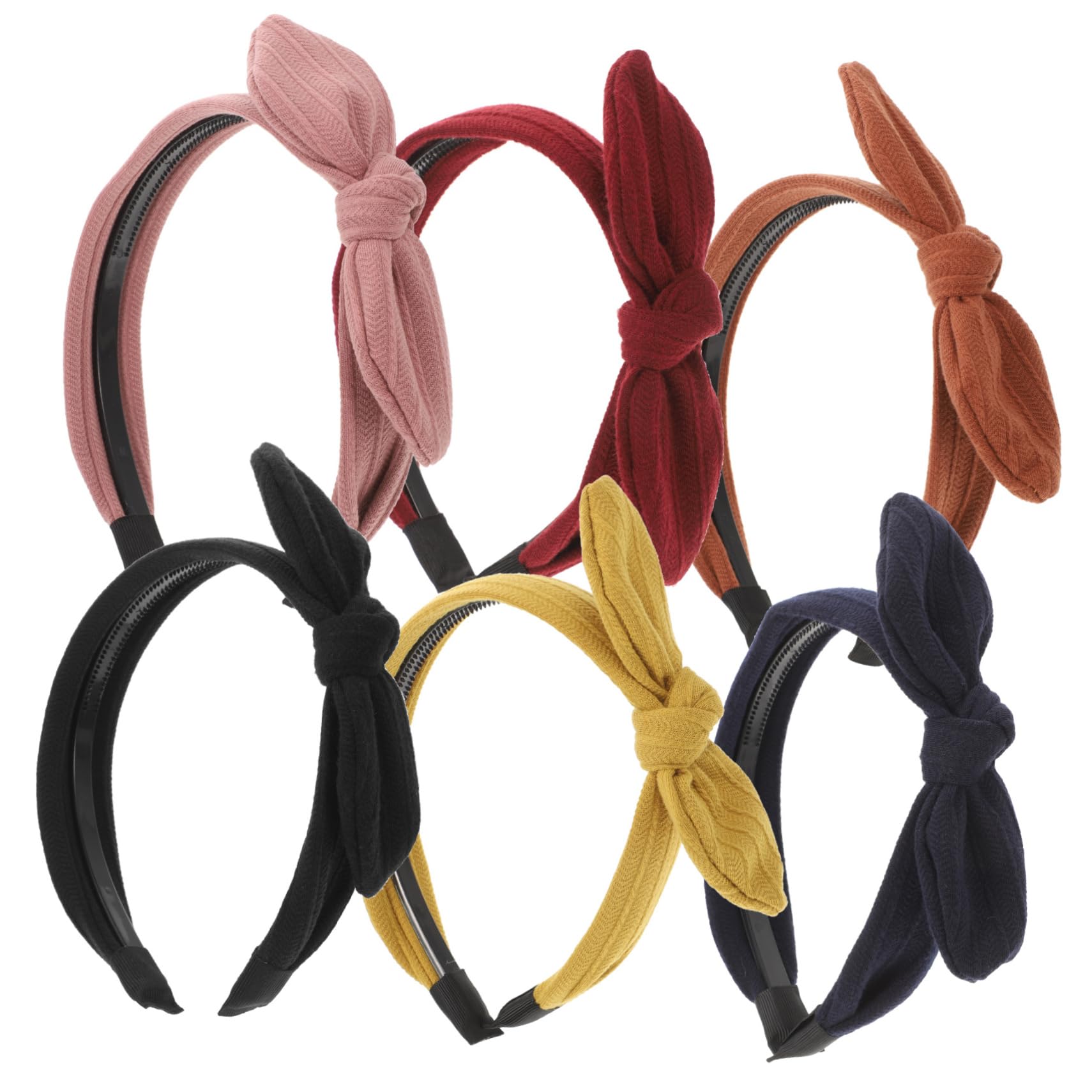 6piezas Diadema Orejas De Conejo Ancha De Moda Para Mujer Diadema Lazo