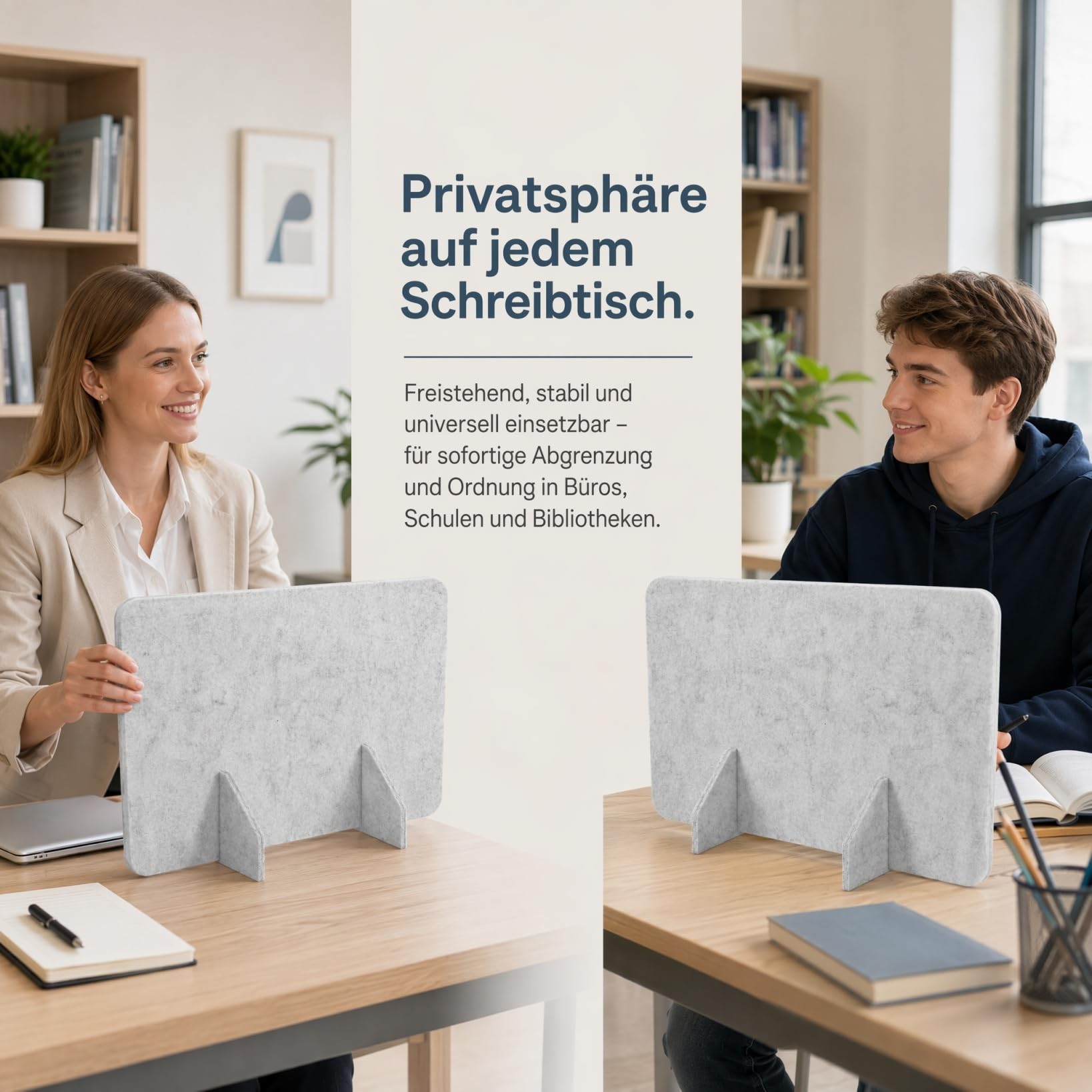 DOITOOL 4er-Set Filz-Trennwände für Schreibtische – Sichtschutzwände für Arbeitsplätze – Freistehende Trennwände mit Standfüßen für Schulklassen, Bibliotheken
