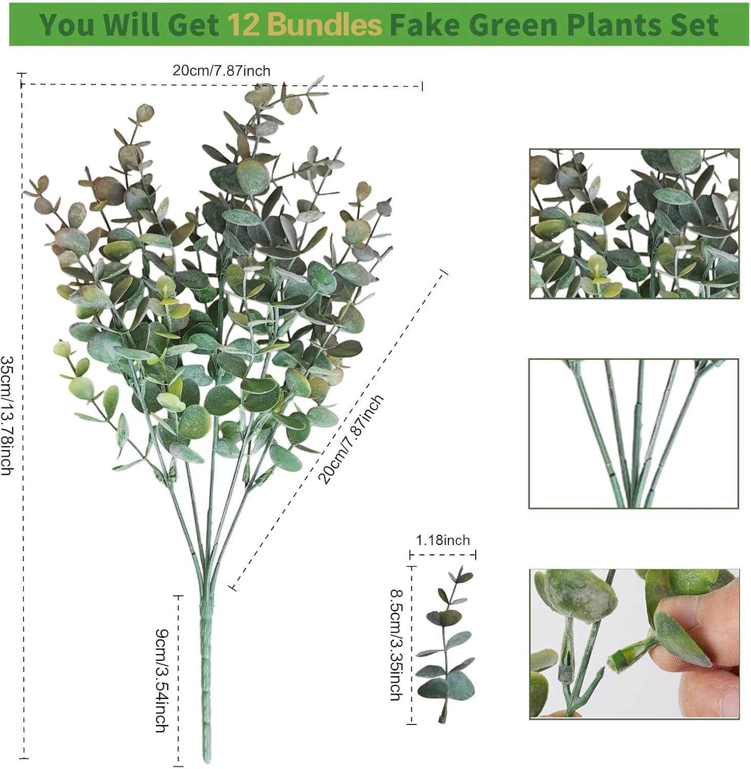 12 Bundles Multi Colored Artificial Eucalyptus Leaves, Plastic Plants, Outdoor Plants, Indoor Decorative Artificial Plants, Porch Window Frames, Green Plant Decorations (12, Grey Purple)