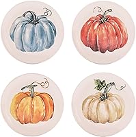 Vista 1 de Bico Pumpkin Feast - Platos de ensalada de cerámica, 8.75 pulgadas, juego de 4, para ensalada, aperitivo, microondas y lavavajillas