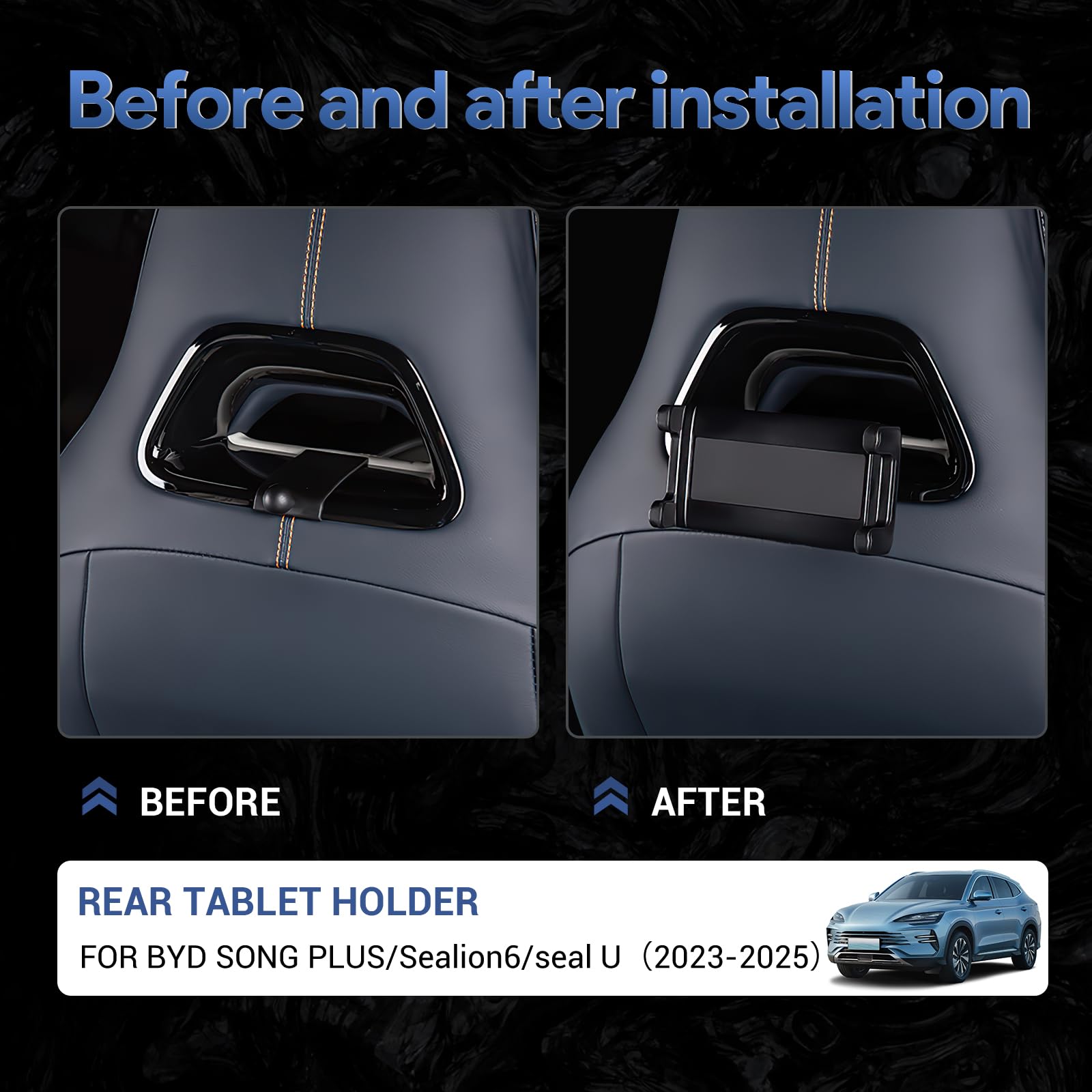 KUNGKIC Soporte para tablet de coche para BYD Seal U 2023-2025, soporte extensible para teléfono móvil, reposacabezas, rotación de 360°, soporte para reposacabezas de tablet