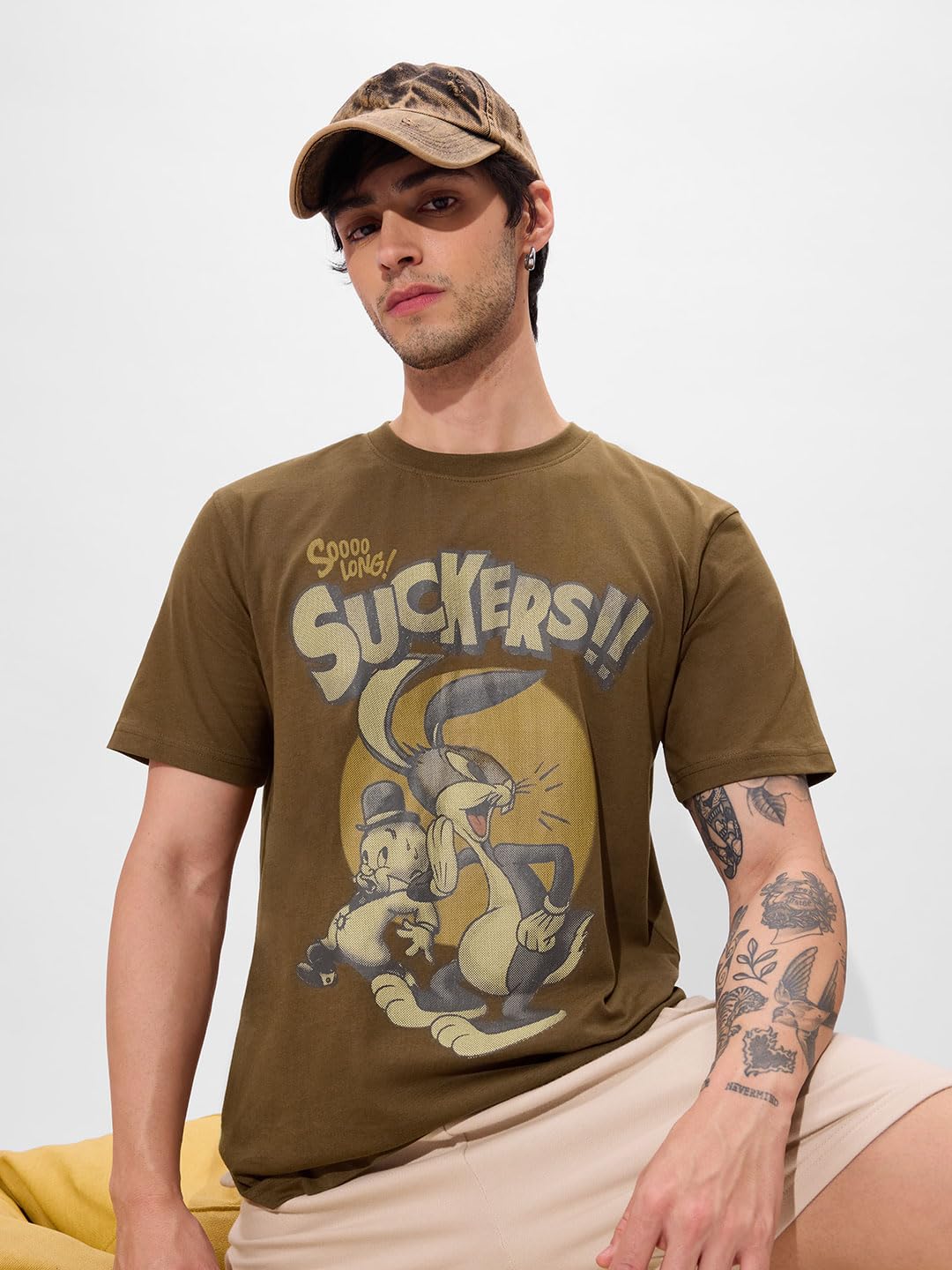 The Souled Store Looney Tunes: So Long Suckers Men and Boys Short Sleeves Round Neck Brown Graphic Printed Regular Fit Cotton T-Shirts 3 71O4JvT4eEL. SL1440