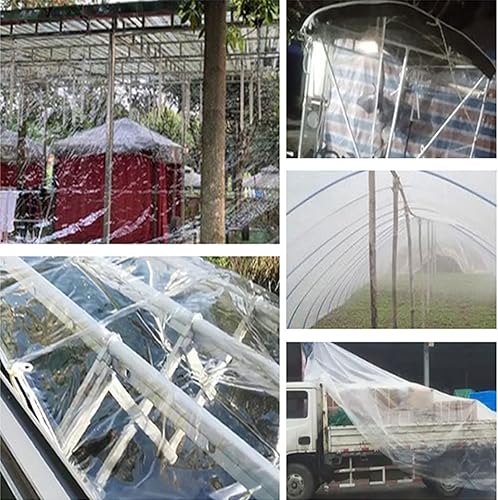 Miniatura 7 de YBLANDRV Lonas - Lona de PVC transparente de 5 x 7 pies, resistente al desgarro, resistente al desgarro, impermeable, de vinilo transparente, toldo