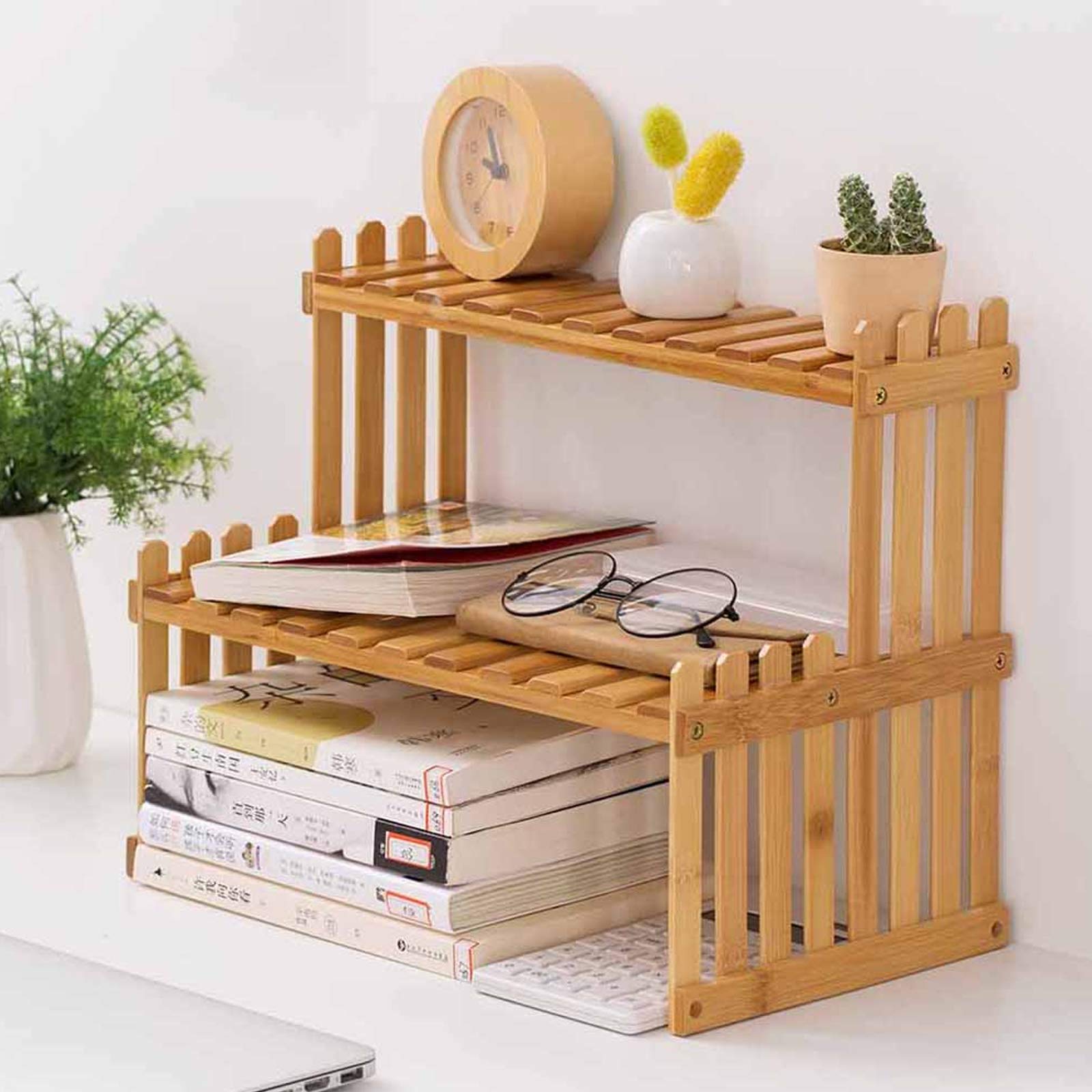 Natural Bamboo Plant Stand Shelf Rack Shelving Unit Tabletop
