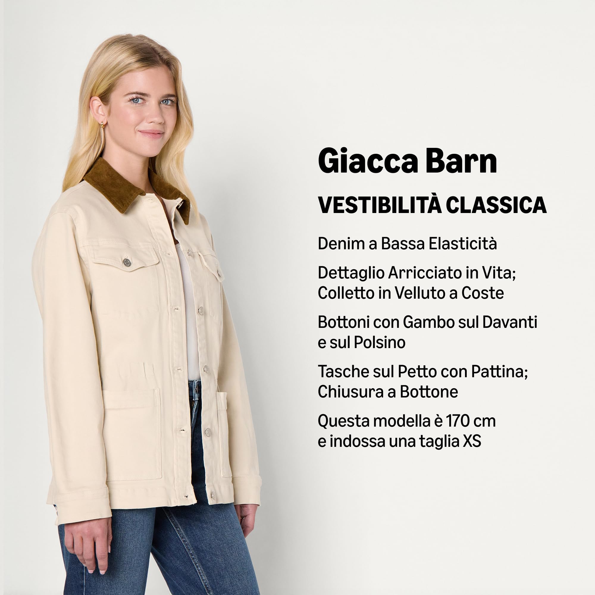 Amazon Essentials Donna Giacca Barn in Denim Leggermente Elasticizzato Stretta in Vita, vestibilità Regolare