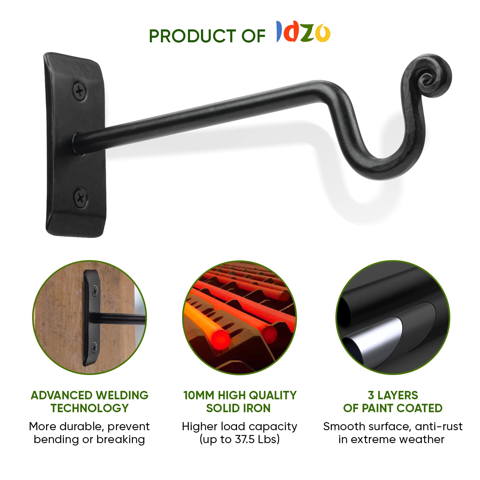 Amazon.co.jp: ブラックプラントフック 壁用 7.5インチ、吊り下げ容量