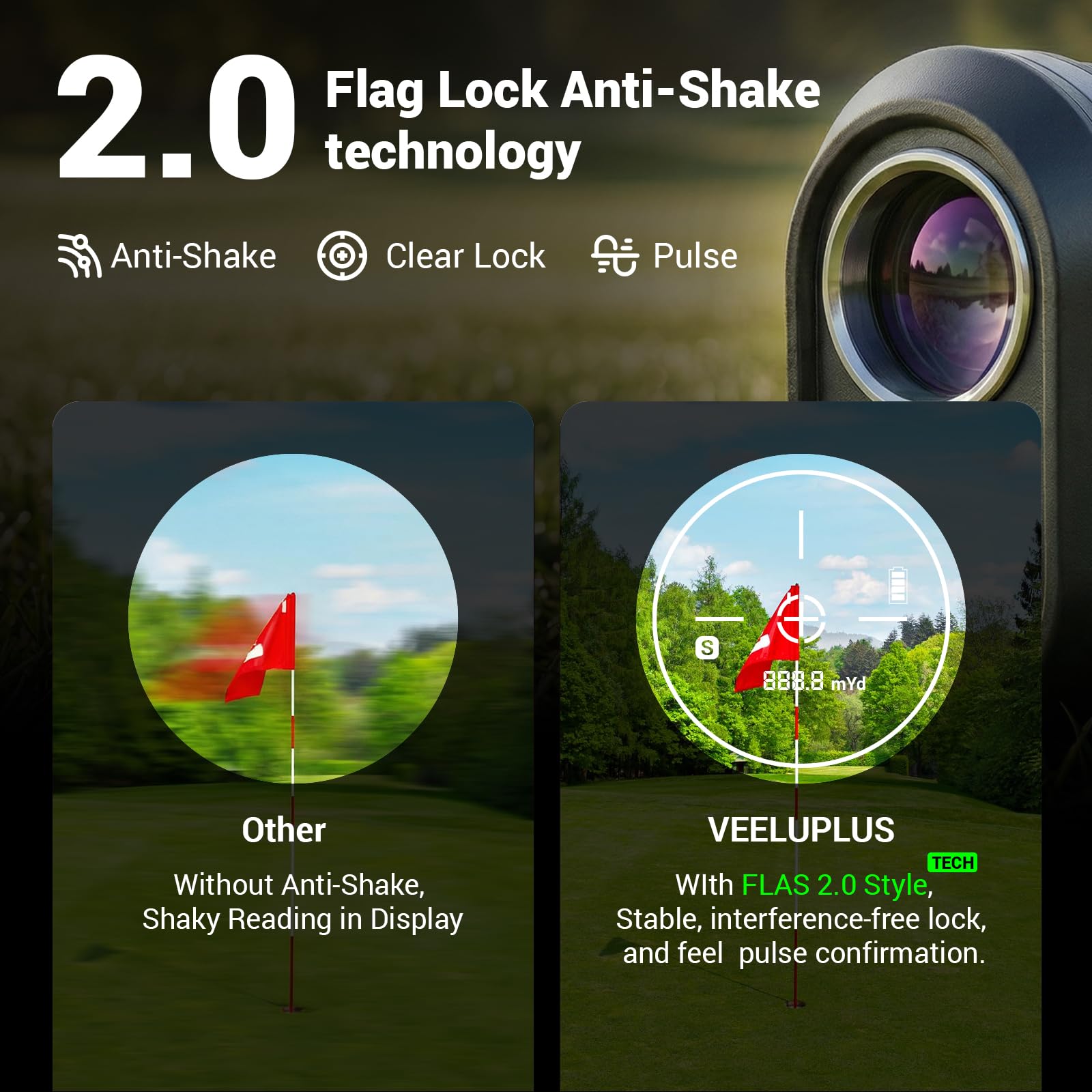 Entfernungsmesser Golf mit Steigung, 30.000 Anwendungen mit einer einzigen Ladung, 0,28 S schnelle Flaggensperre, USB-C wiederaufladbar, Magnetbefestigung, Laser-Entfernungsmesser, Golf-Ranger-Finder