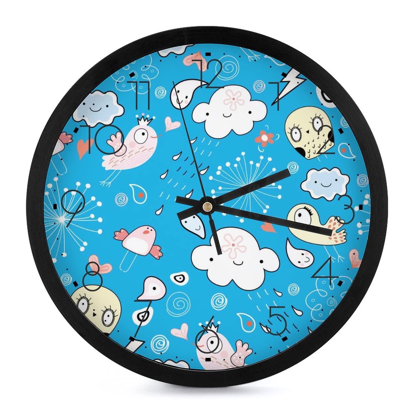 Pendule murale silencieuse sans tic-tac de 25.4cm avec motif hibou moderne