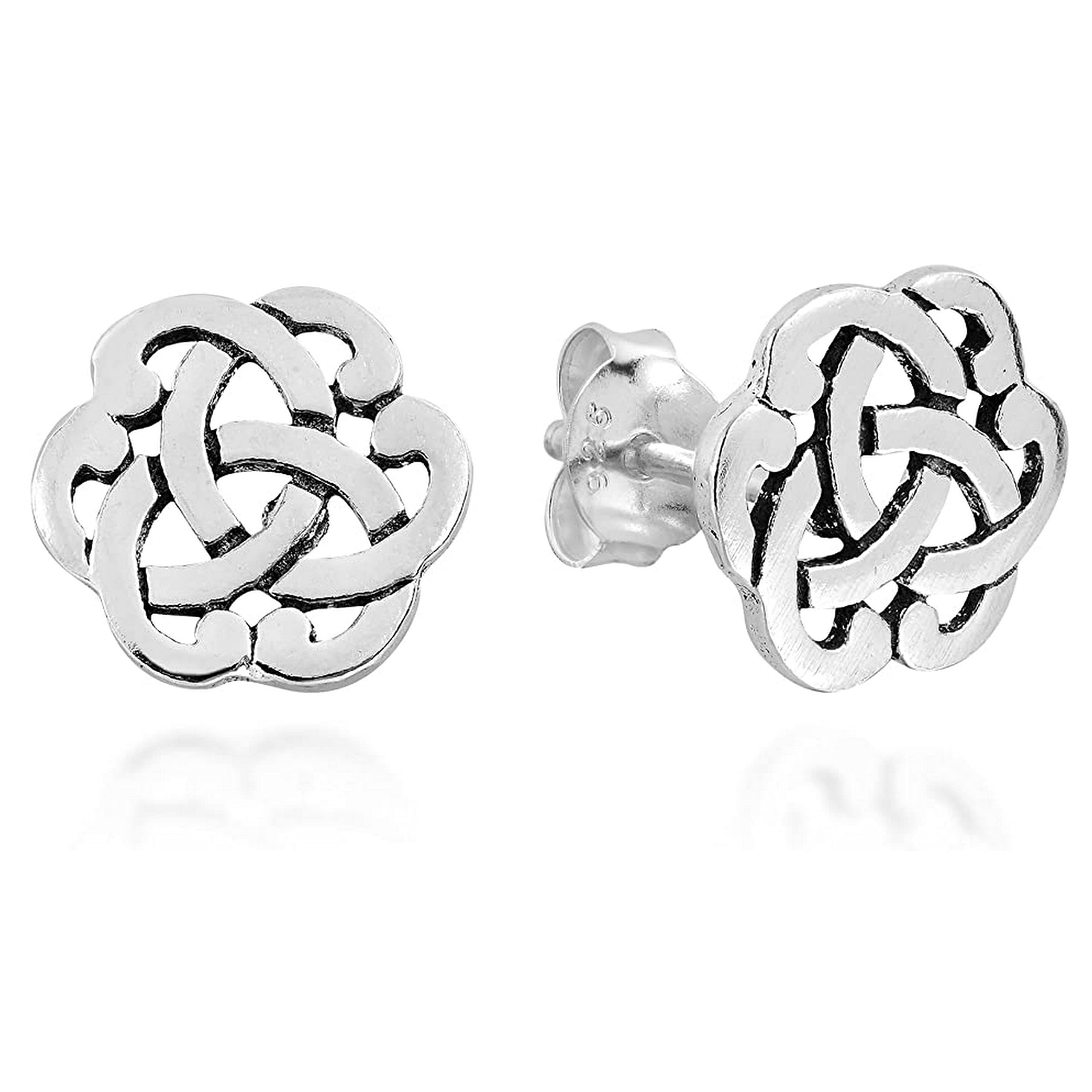 ICYROSE925 Sterling Silver Infinity Celtic Knot Stud Earrings (Nickel Free)