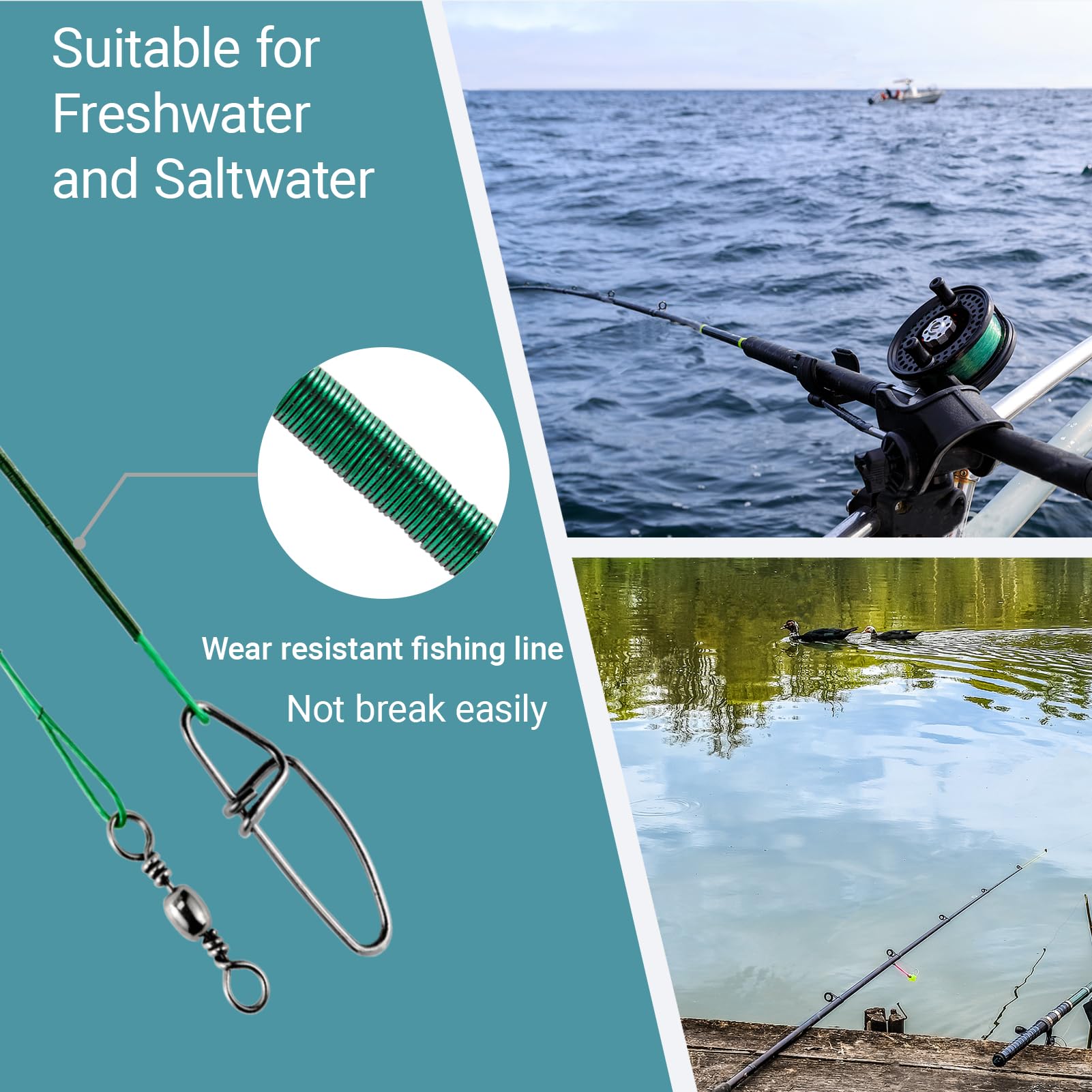 Líder de Pesca de Alta Resistencia para Agua Salada Líderes de Pesca de Acero Inoxidable para Agua Dulce Aparejos Rápidos Líder de Alambre Tackle Níquel Negro 60pcs