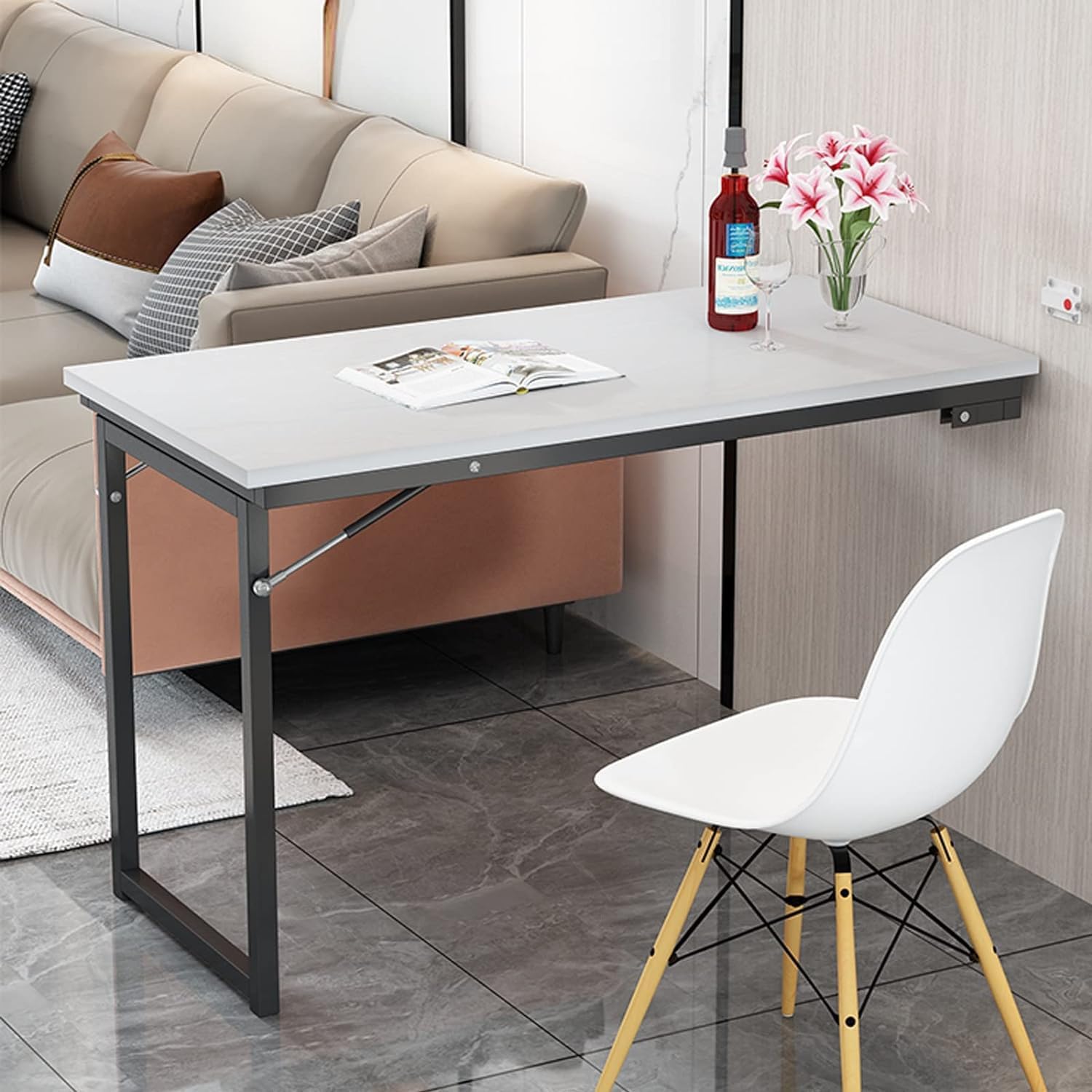 WQPMNYG Space-Saving Folding Wall-Mounted Table - Versatile Dining & Writing Desk Easy to Fold Fits Small Kitchens (B 90 * 50cm)