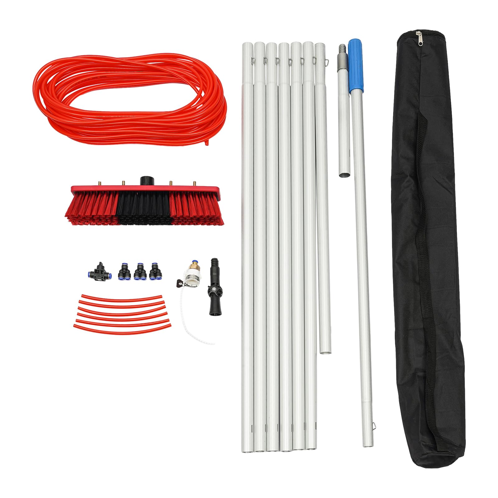 Kit de poste de alimentación de agua, cepillo de limpieza de ventanas al aire libre, vidrio, panel solar, limpieza extensible, telescópico, cepillo de alimentación de agua, arandela en aerosol (stock