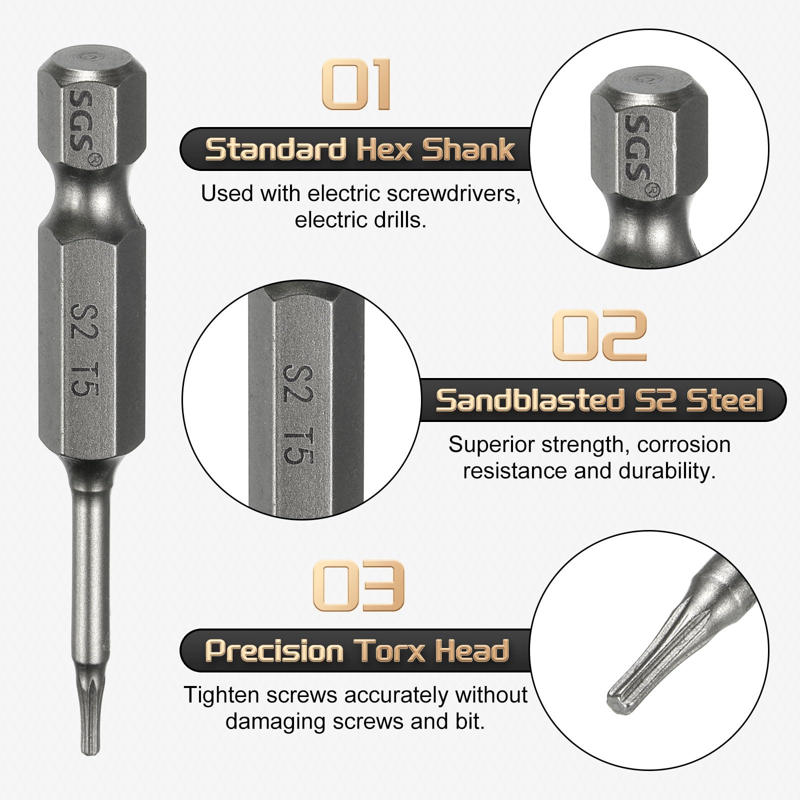 HARFINGTON T5 Torx Head Screwdriver Bit 1/4