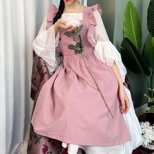 Miniatura 4 de Delantales de cocina para mujer, estilo francés, de algodón, ajustable, con bolsillos, adecuado para hornear, pintar