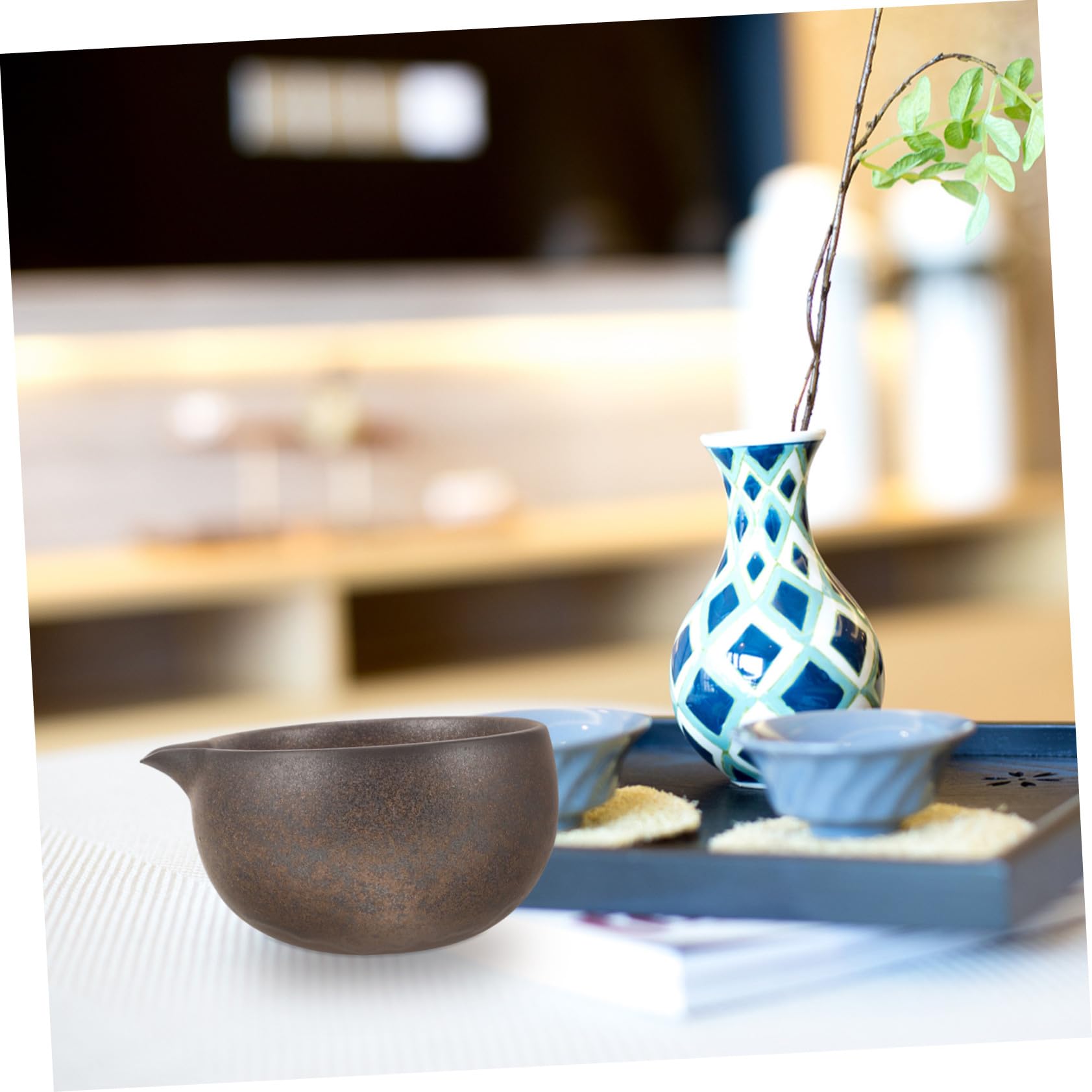 Ciotola Matcha Ceramica Nera con Beccuccio, Resistente e Facile da Versare, Stile Giapponese Tradizionale per Cerimonia del Tè e Uso Quotidiano