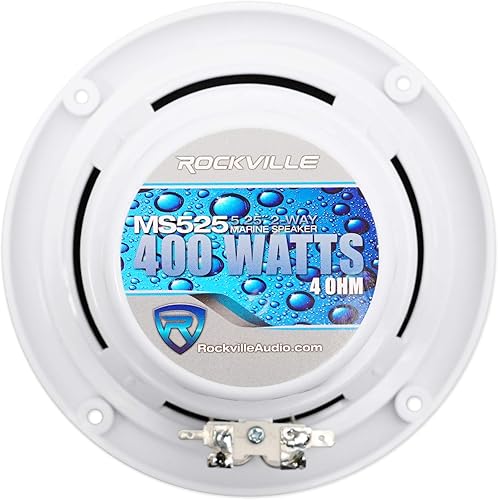 Miniatura 4 de Rockville Par MS525W 5.25 "400 vatios impermeable marinos barcos altavoces 2 vías blanco