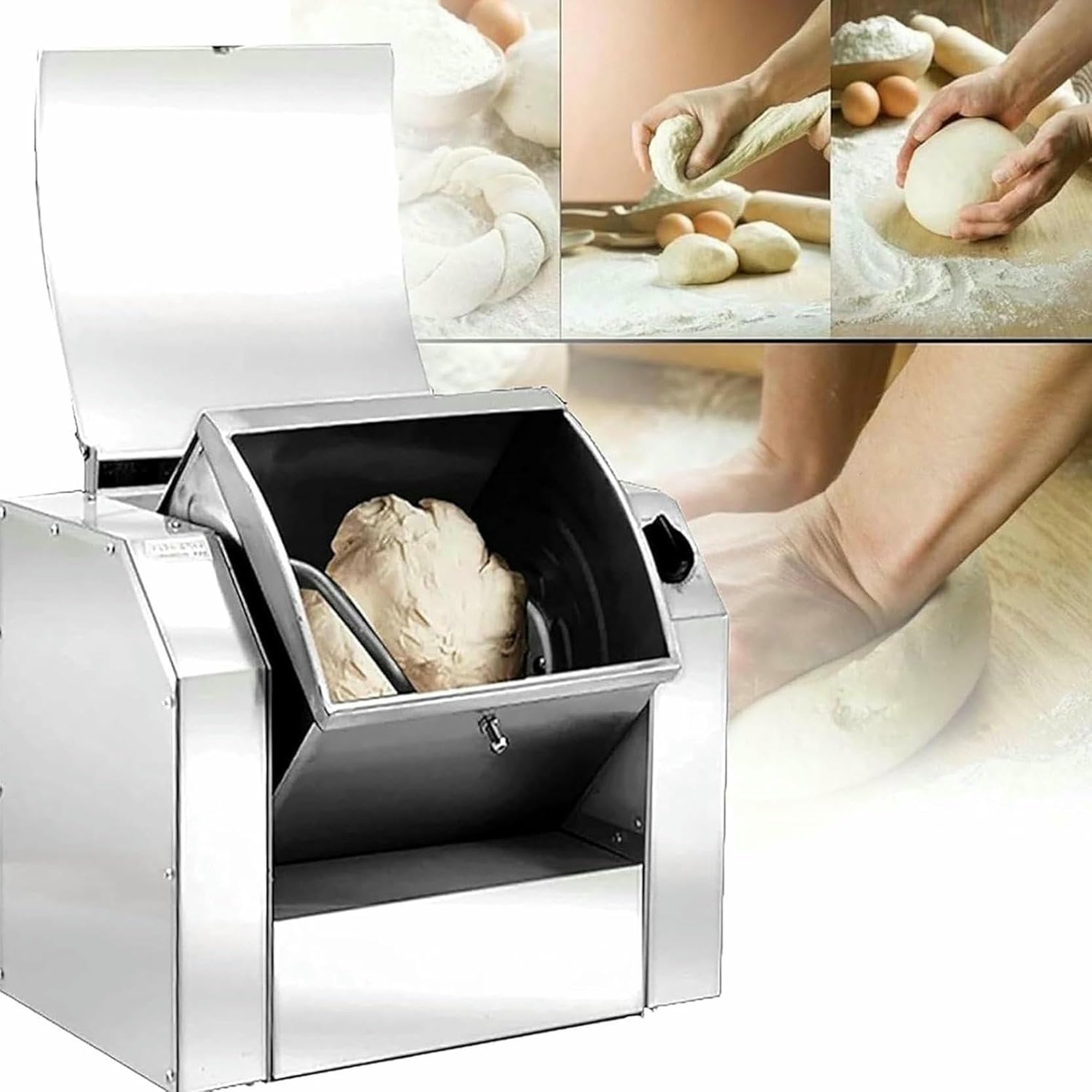 900 W in Acciaio Inossidabile in Acciaio, 100 kg/h Massore Professionale, Ginnastro Commerciale, Maintener di Farina, Stampante Girevole A 90 °, Farina da 8,5 kg