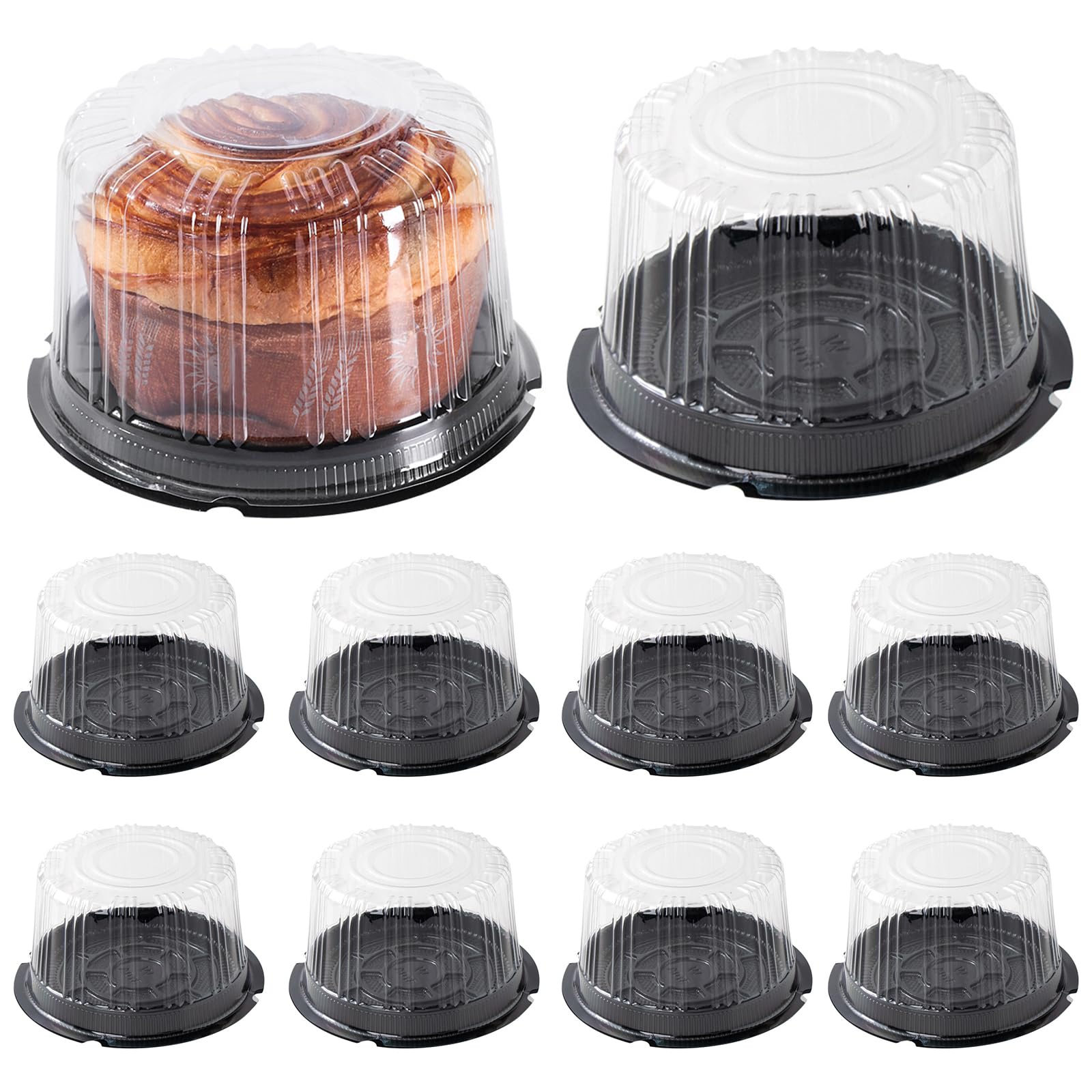 LZbeove 6 Inches Plastic Cake Container Cake Carrier with Clear Dome Lid Clear Plastic Cake Carrier for Transport, Storing, Displaying Cakes for 6” Round Cake Cheesecake(10 Pack)