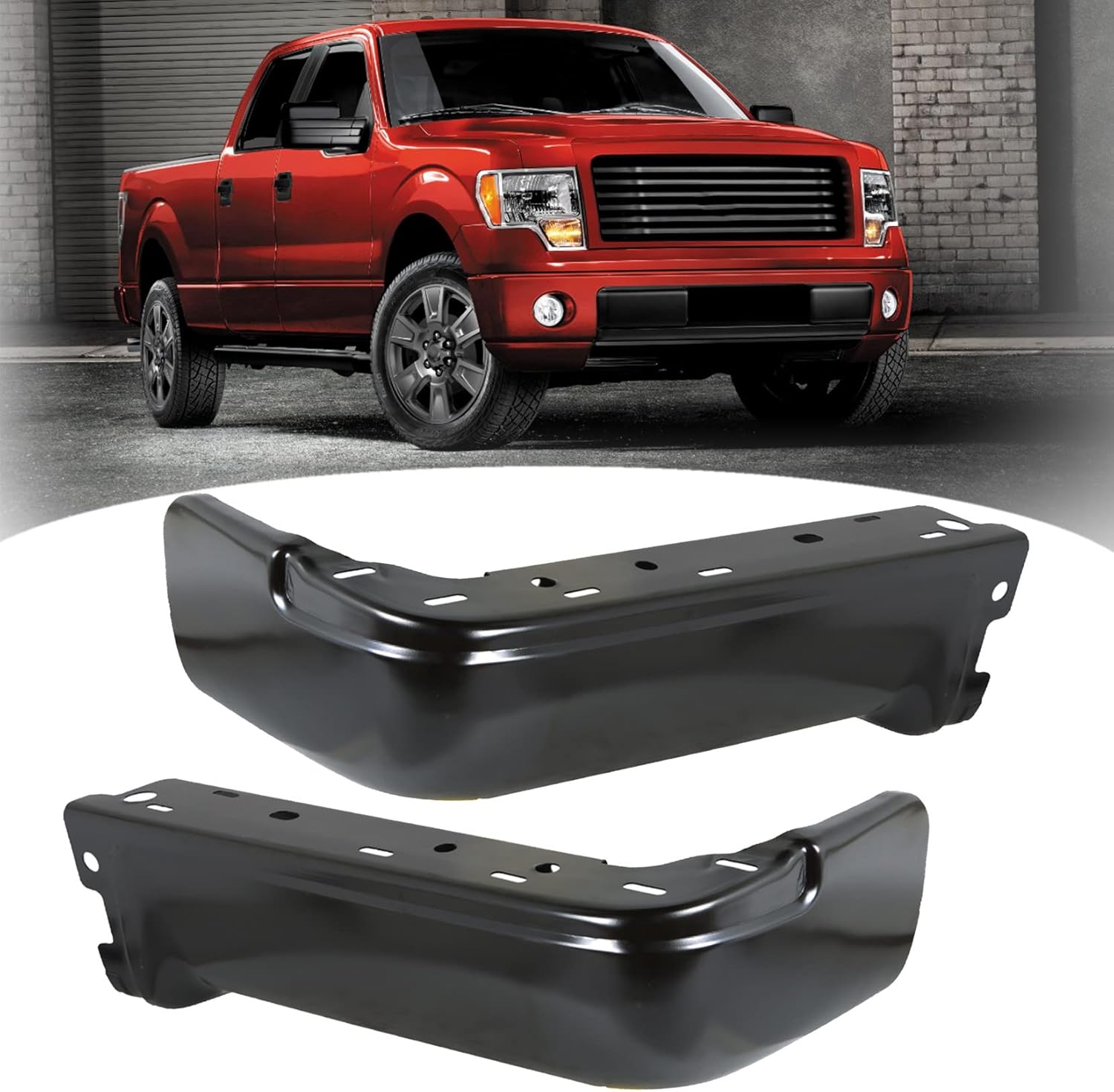 2 Pcs Steel Rear Bumper Ends Left Right Black Replacement for 2009-2014 F150