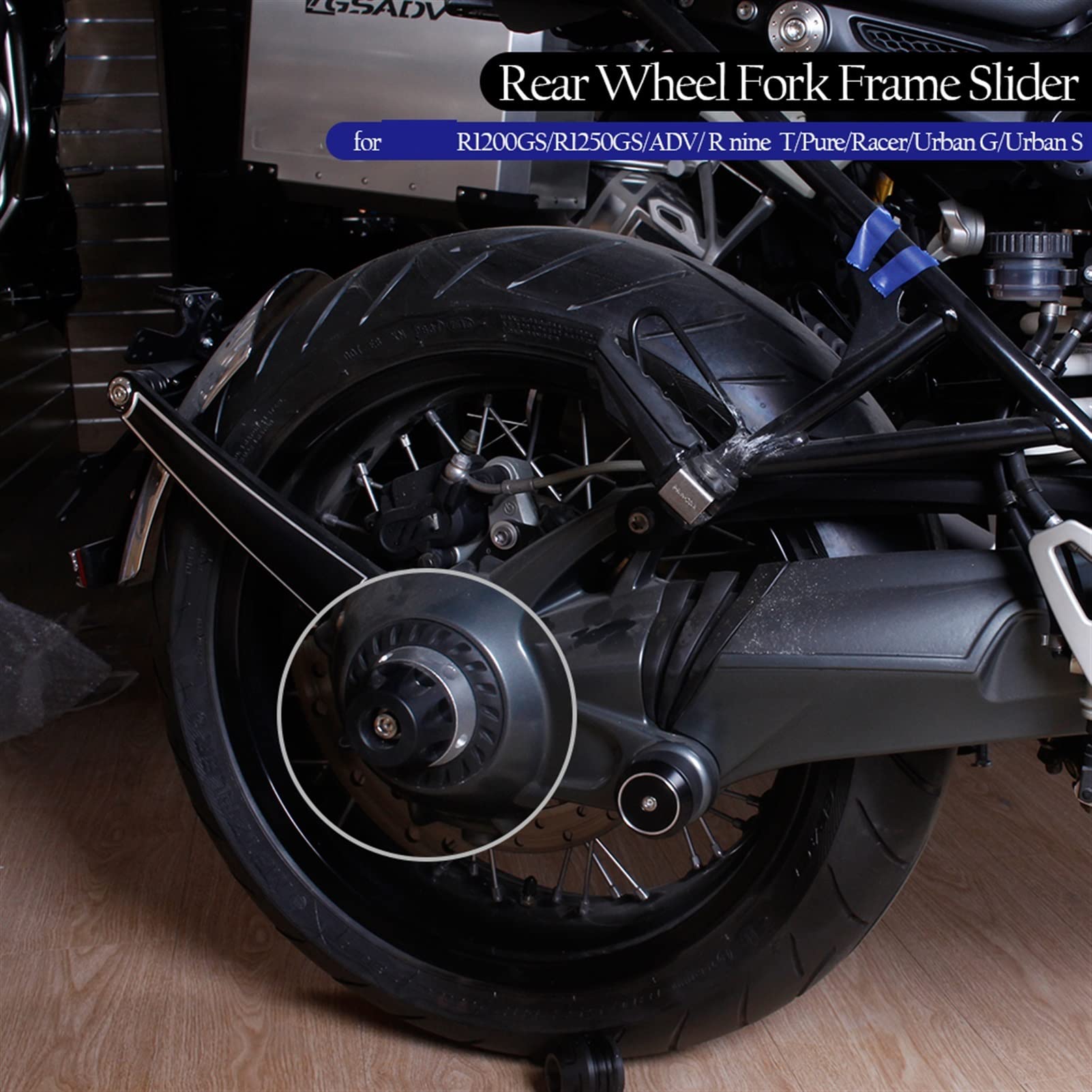 Kit Protection Essieu Arrière Moto - Curseur Chapeau Moyeu Pour R1200GS / R1250GS Adventure (Noir)