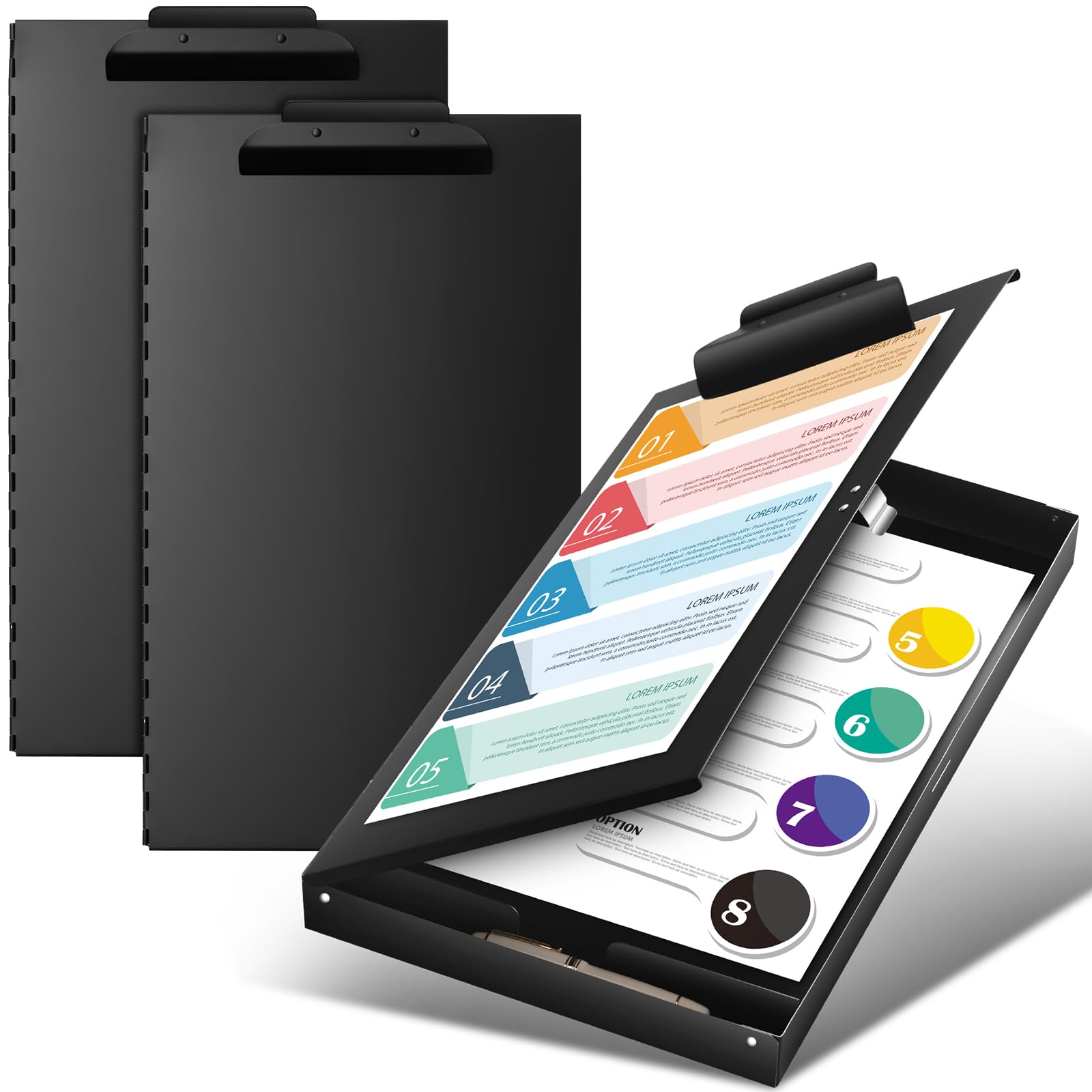 2 Pcs 11 x 17 Inch Aluminum Clipboard Storage, Black Holder
