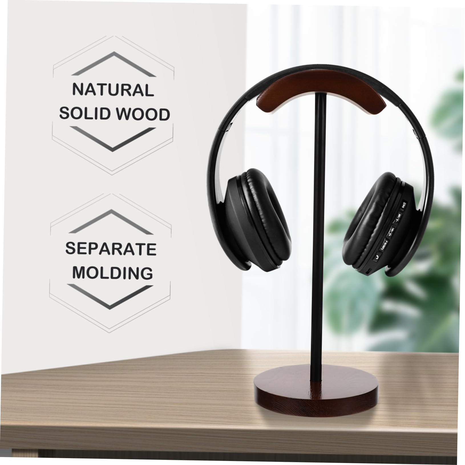 Supporto Porta Cuffie in Legno da Tavolo Appoggio Cuffie Over-ear Base Stabile per Cuffie Cablate o Wireless