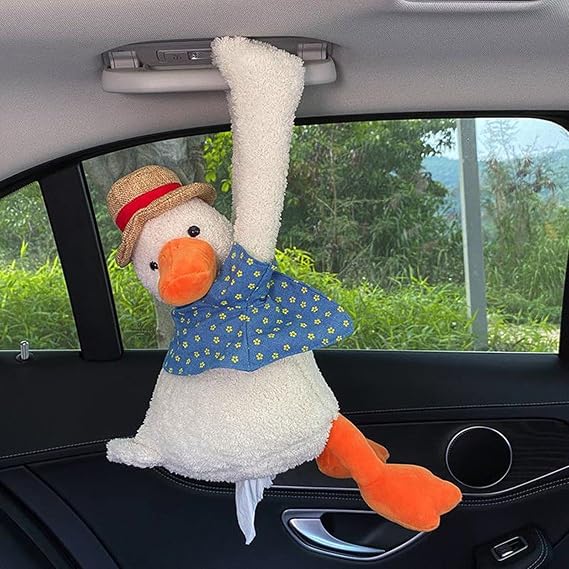 Plush Car Tissue Holder, Crooked Duck Tissue Box, Car Boxes, Cute Duck Butt Tissue Dispenser, Car Tissue Box for Car Creative Animal Car Paper Towel Holder Hanging Car Tissue Box Holder(#2)