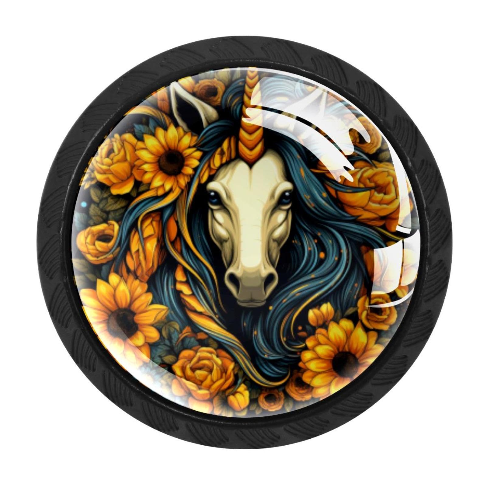 Chenzzzz Multicolored 15 4 Pack Unicorn Skull Sunflower Kitchen Cabinet Knobs Drawer Knobs Door Dresser Handles For Personalized Gifts Great For Any Occasion