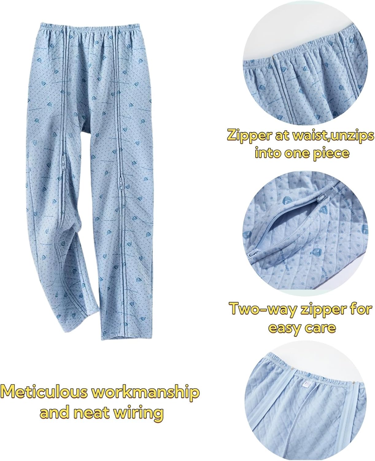 Unisex Tearable Bedridden Patient Clothing,Fracture Surgery Recovery Suit with Zipper,Disability Clothing,Suitable for Paralyzed Bedridden Elderly,Patients in Recovery Period After Surgery
