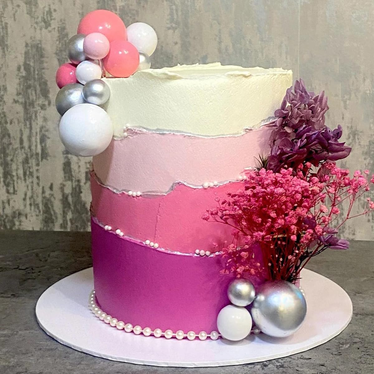 20 PCS Mini Silver Ball Cake Toppers – Foam Pearl Decor For Wedding, Birthday, Baby Shower